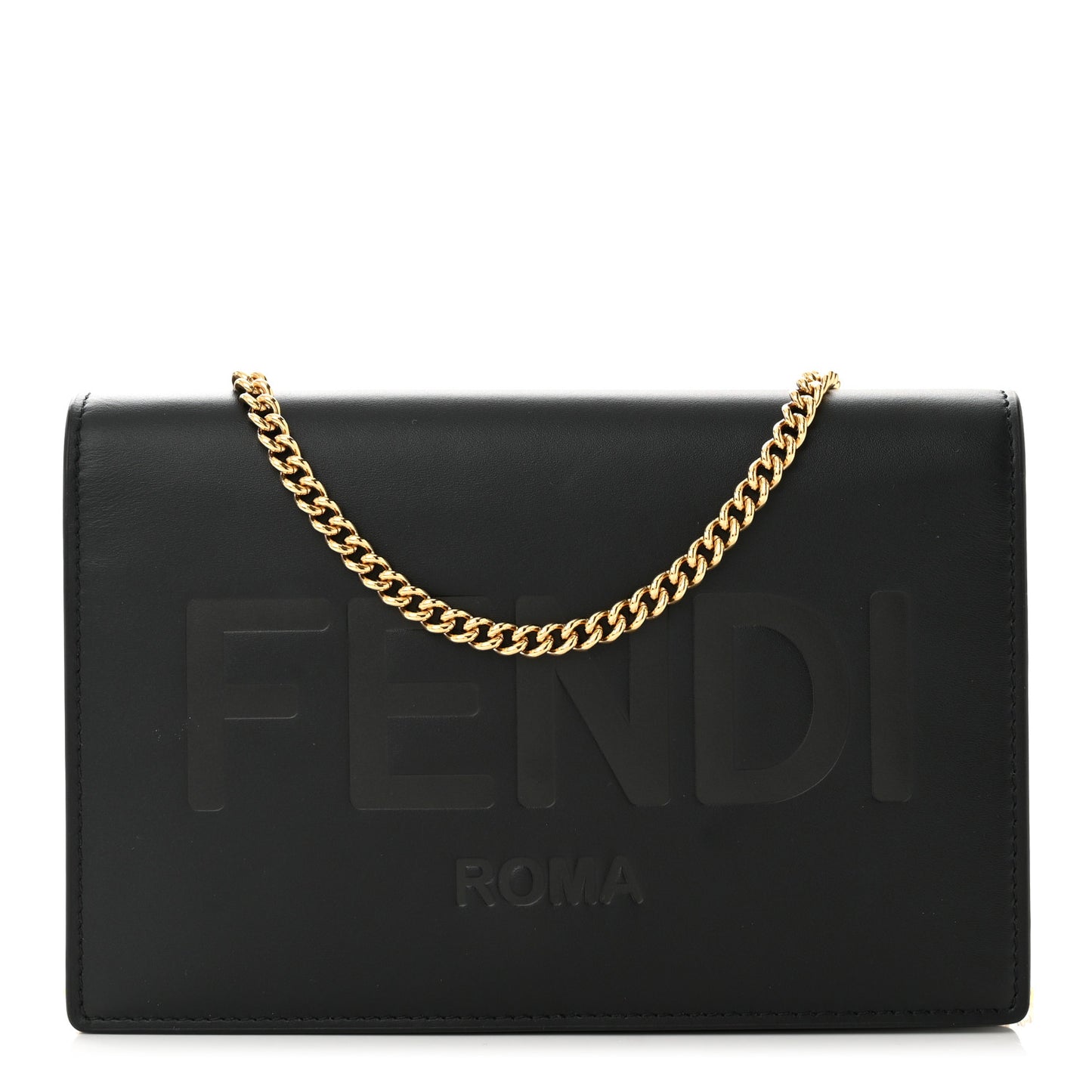 Vitello King Tamponato Logo Embossed Medium Wallet On Chain Black