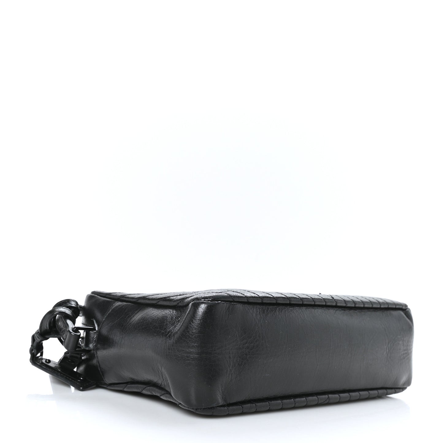 Cracked Shiny Calfskin Matelasse Monogram Lou Camera Bag Black