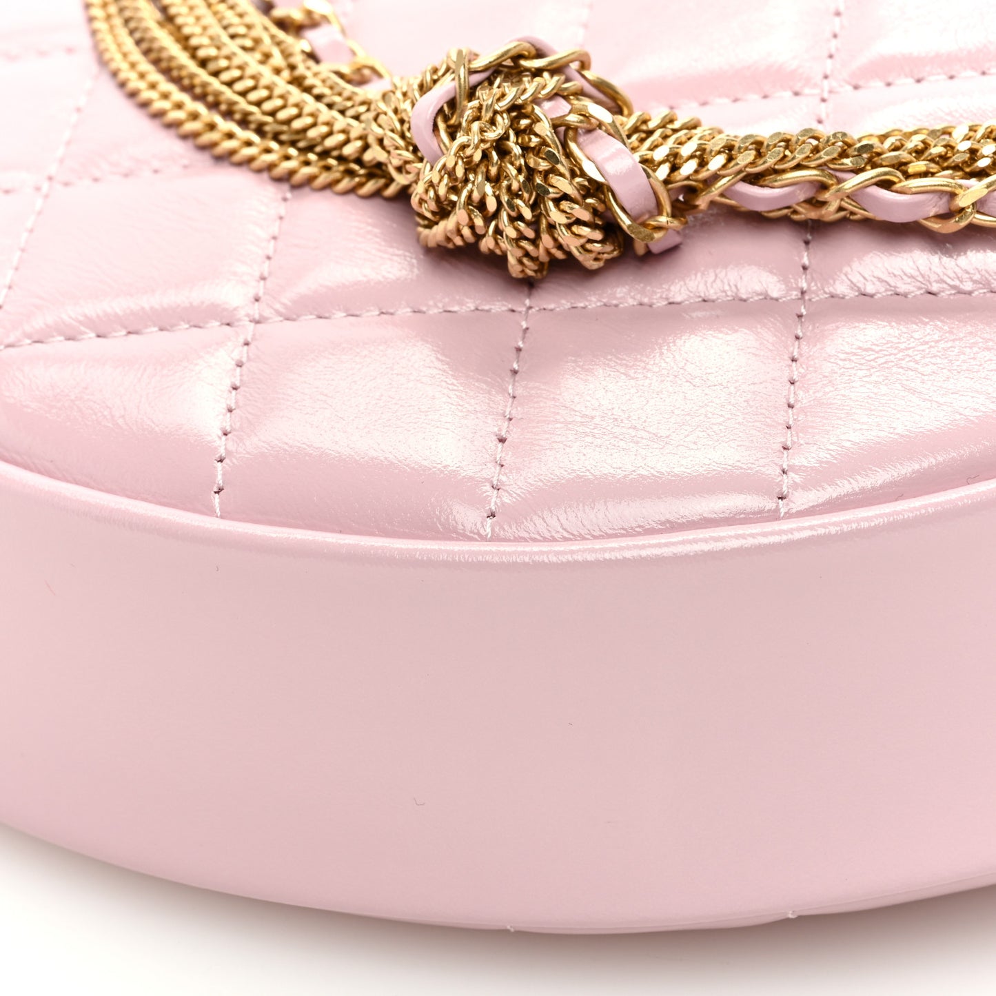 Shiny Crumpled Calfskin Quilted Precious Tie Hobo Light Purple