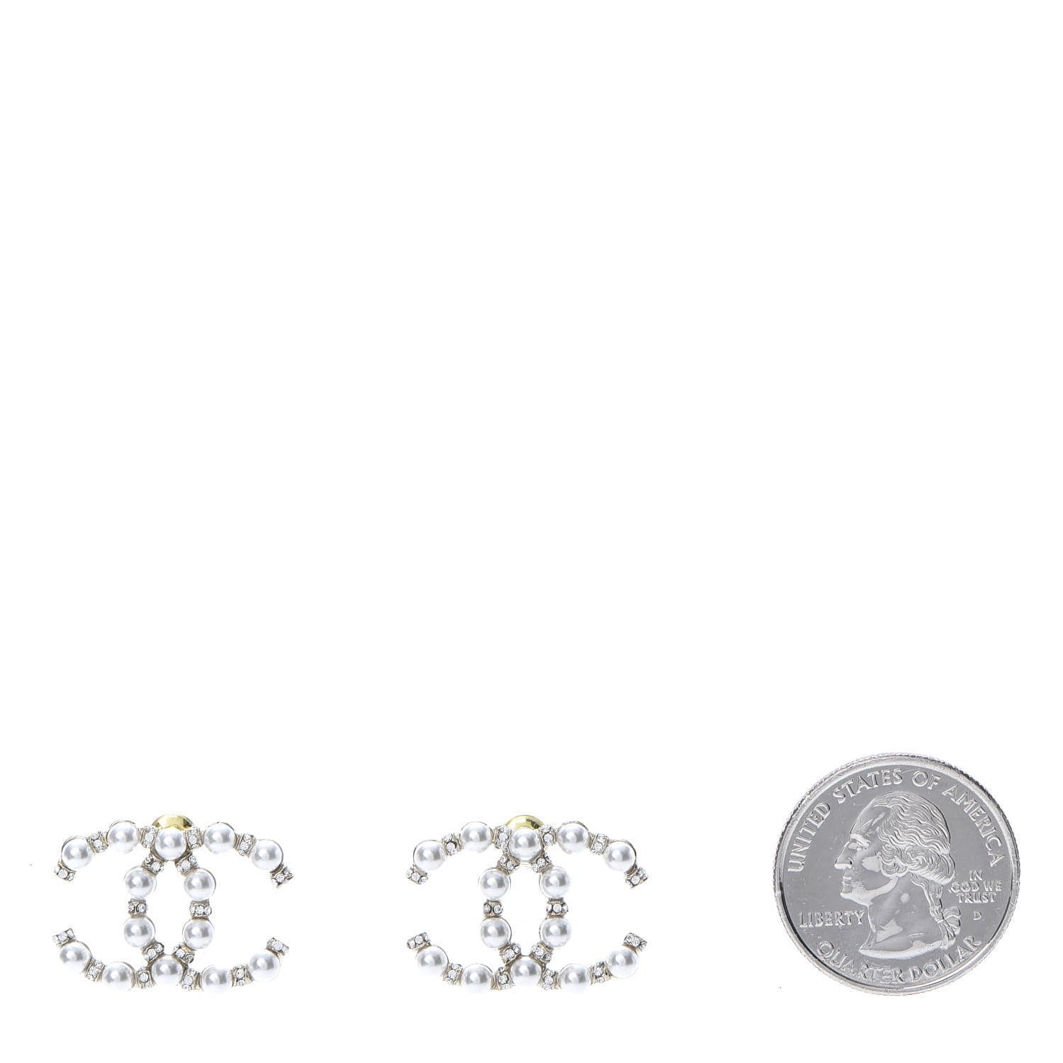 Chanel Pearl Crystal Nefertiti CC Earrings Gold 2 of 5
