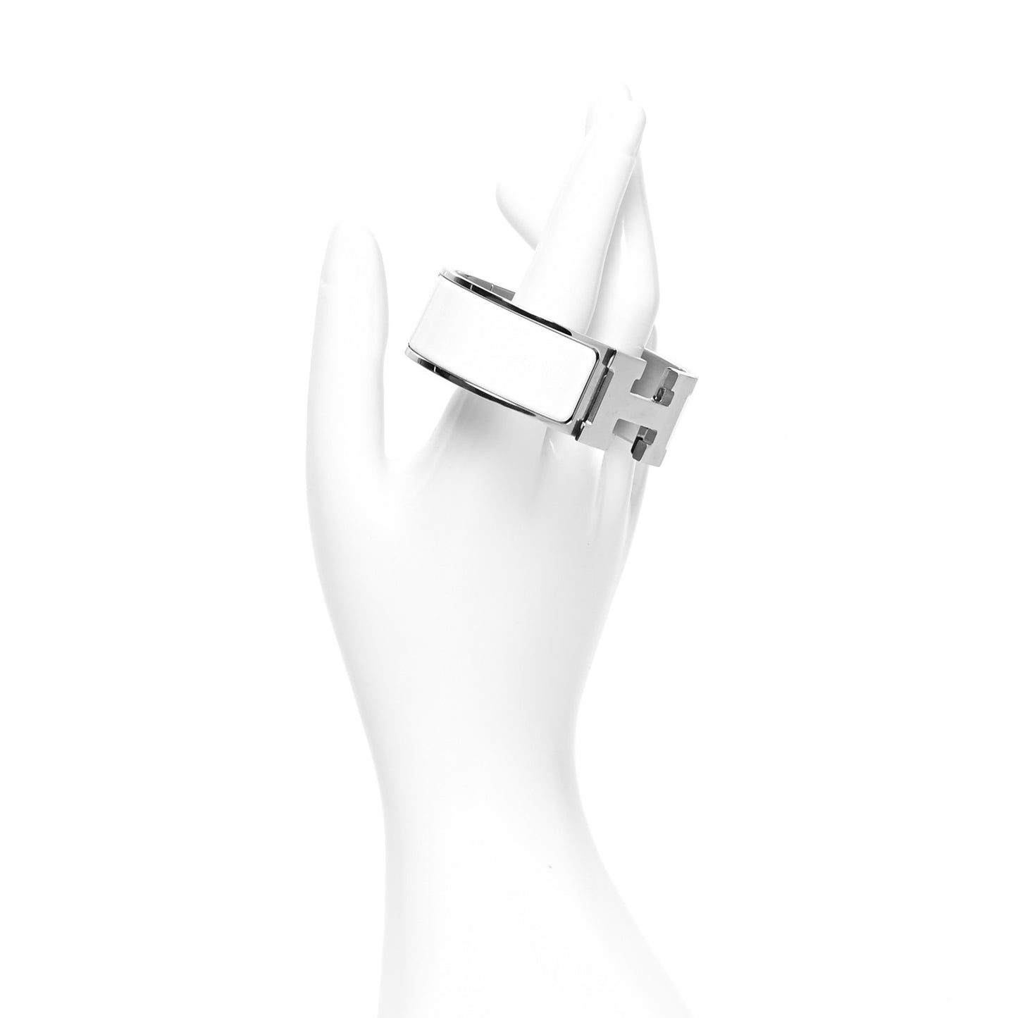 Enamel Wide Clic Clac H Bracelet PM White