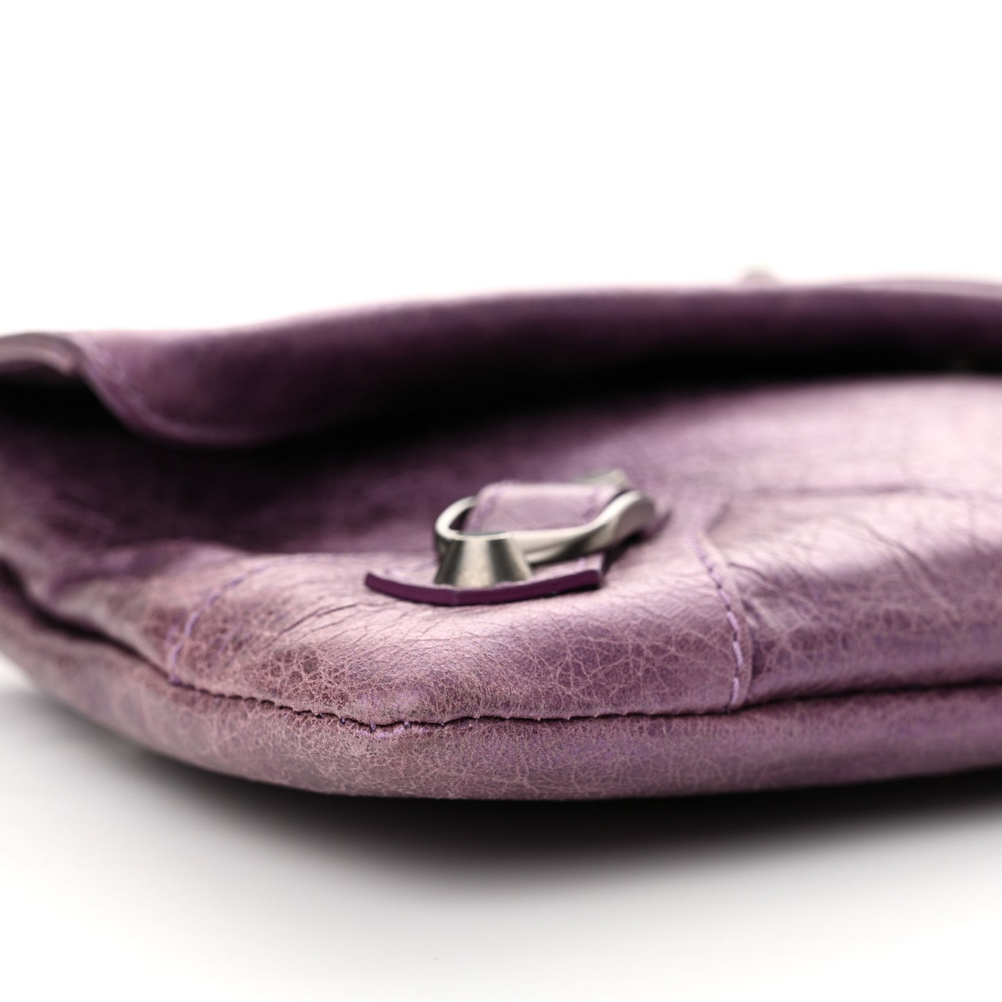 Agneau Classic Hardware Envelope Clutch Metallic Purple