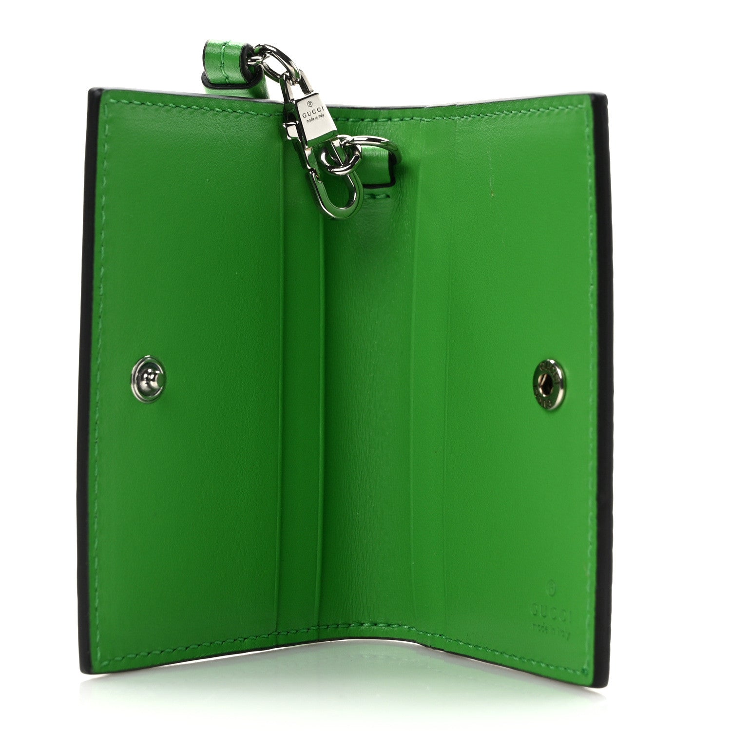 Gucci Calfskin GG Tennis Bi-Color Embossed Card Case Joy Green Joy Blue 5 of 7