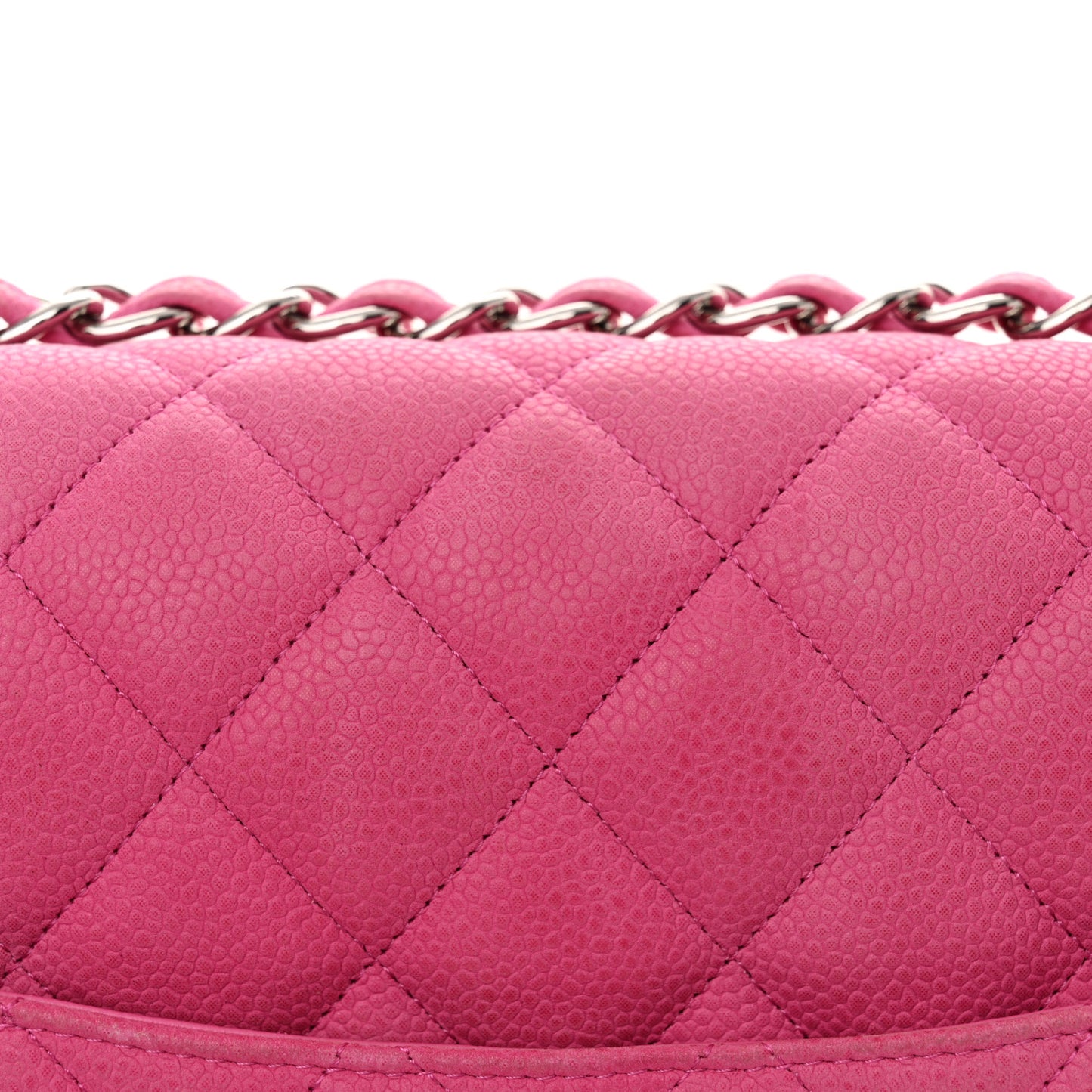 Iridescent Caviar Quilted Jumbo Double Flap Pink
