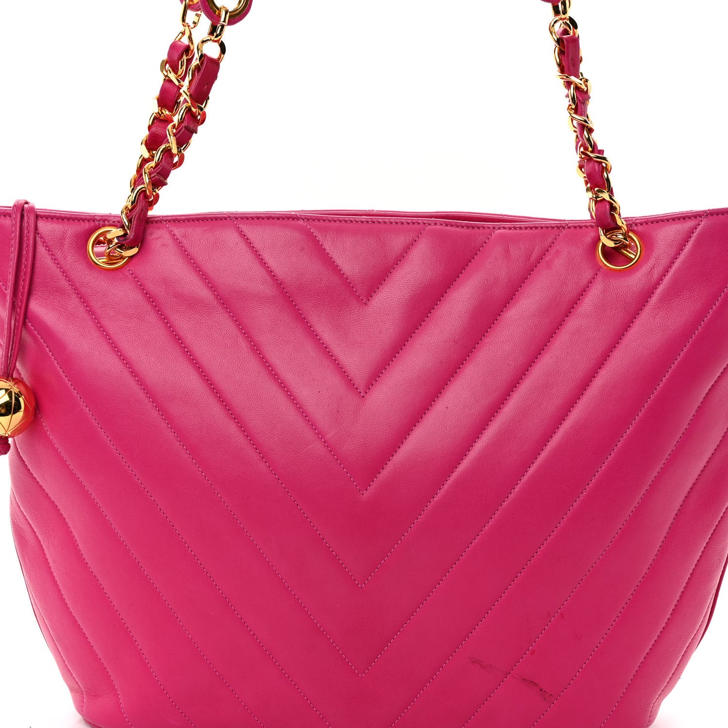 Lambskin Chevron Quilted Shoulder Bag Pink
