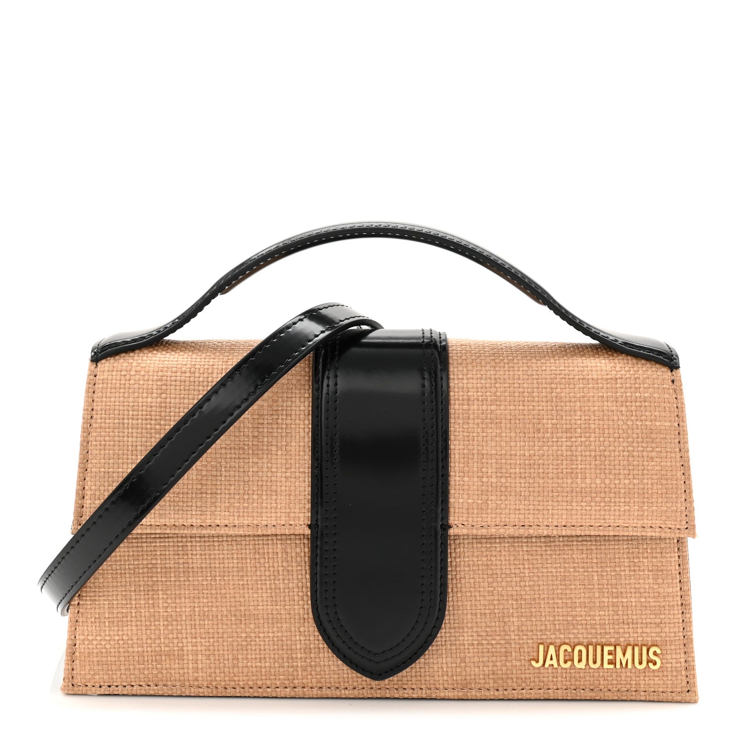 Jacquemus Raffia Smooth Calfskin Le Grand Bambino Natural Dark