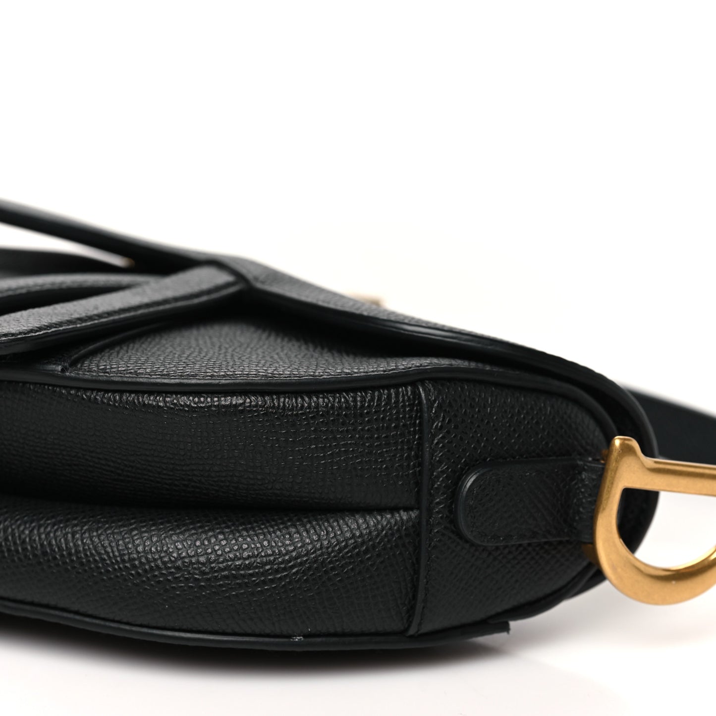 Grained Calfskin Mini Saddle Bag Black