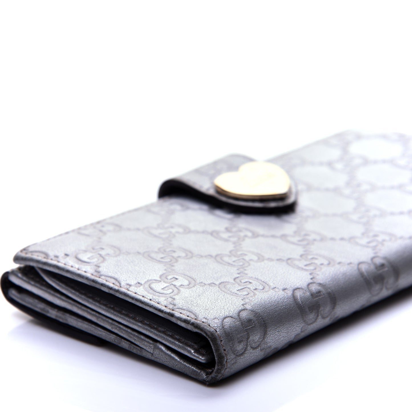 Guccissima Heart Continental Wallet Silver
