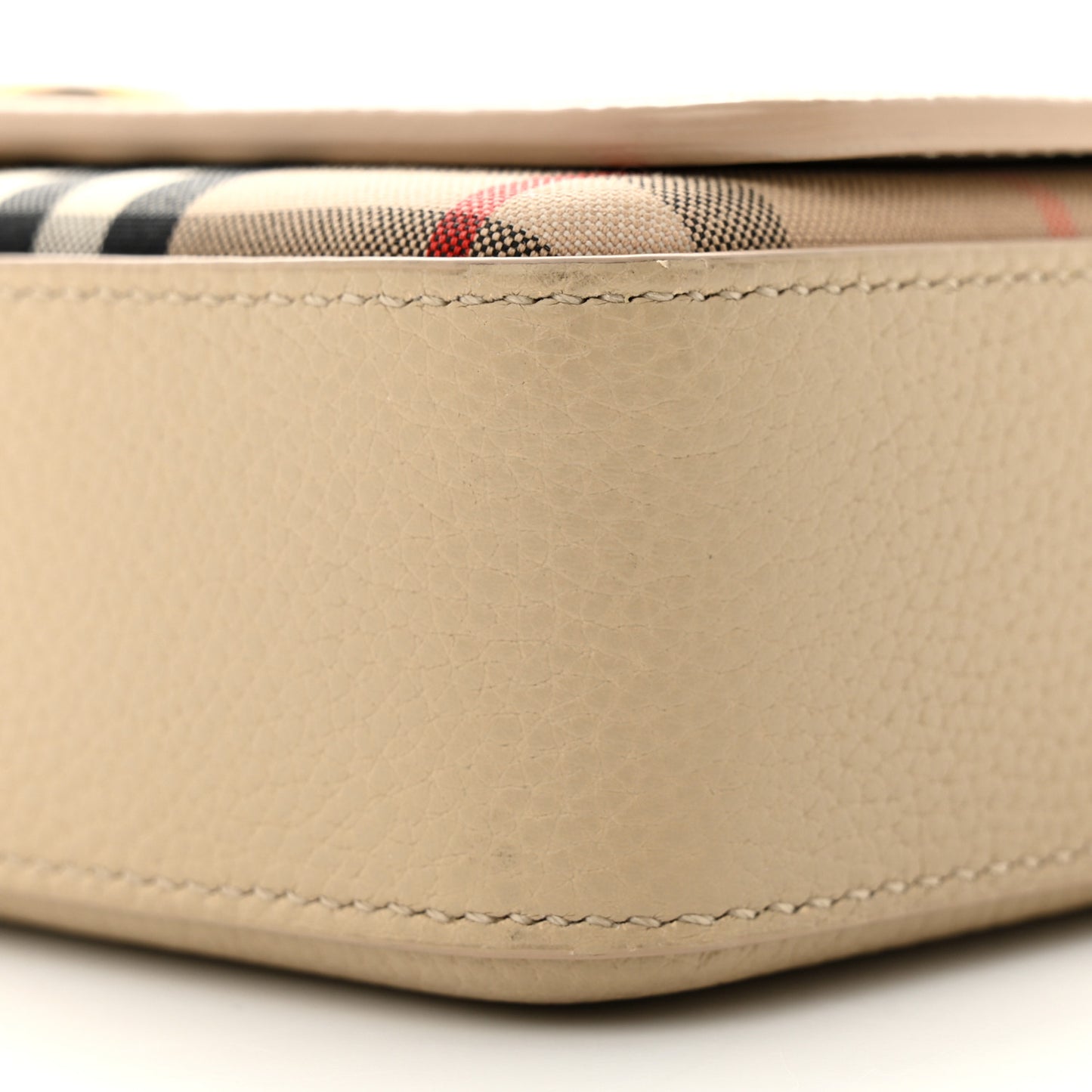 Grainy Calfskin Vintage Check Hampshire Crossbody Beige