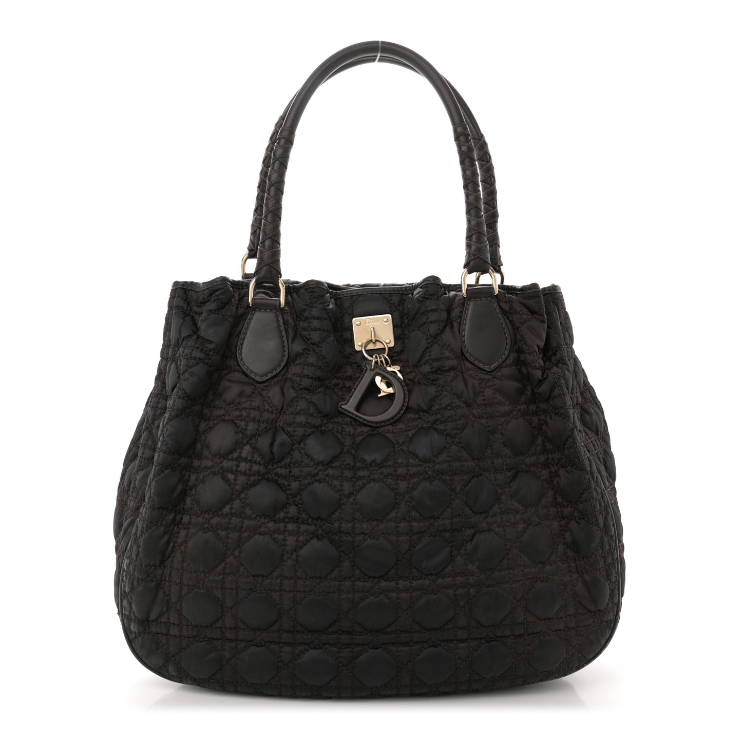 Nylon Cannage Shopper Tote Brown