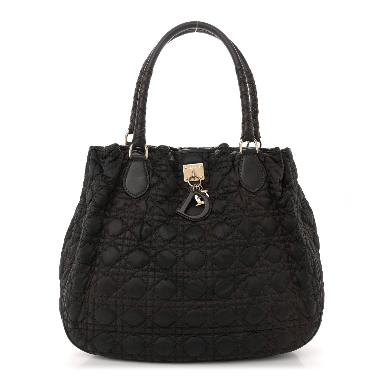 Christian Dior Nylon Cannage Shopper Tote Brown 1 of 14