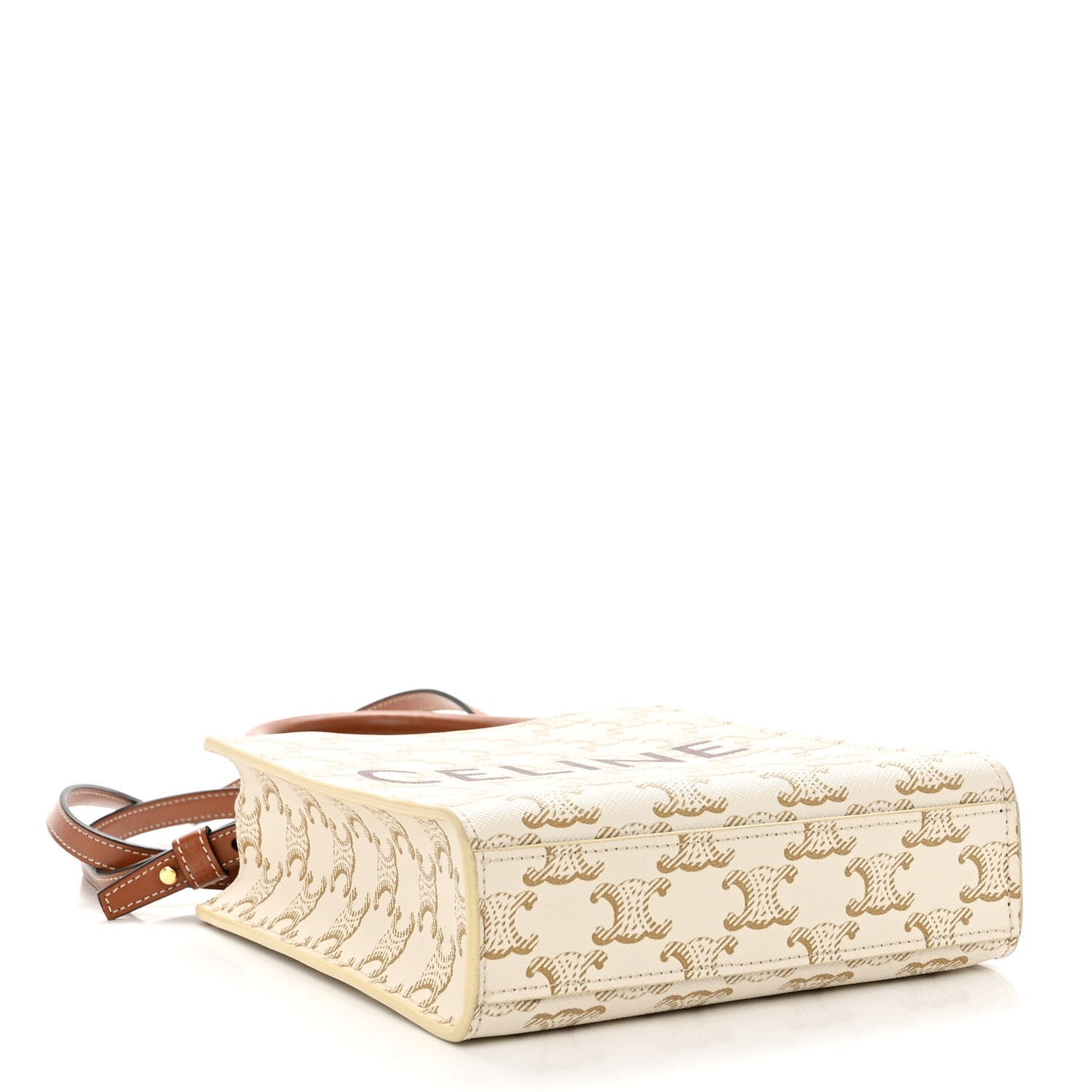 Triomphe Canvas Calfskin Mini Vertical Cabas White