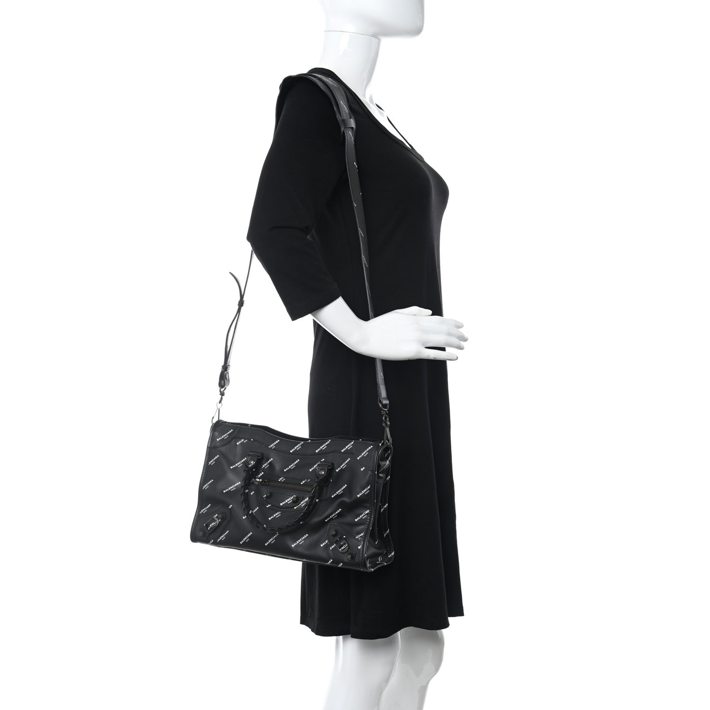 Veau Allover Logo Classic Hardware S City Black White