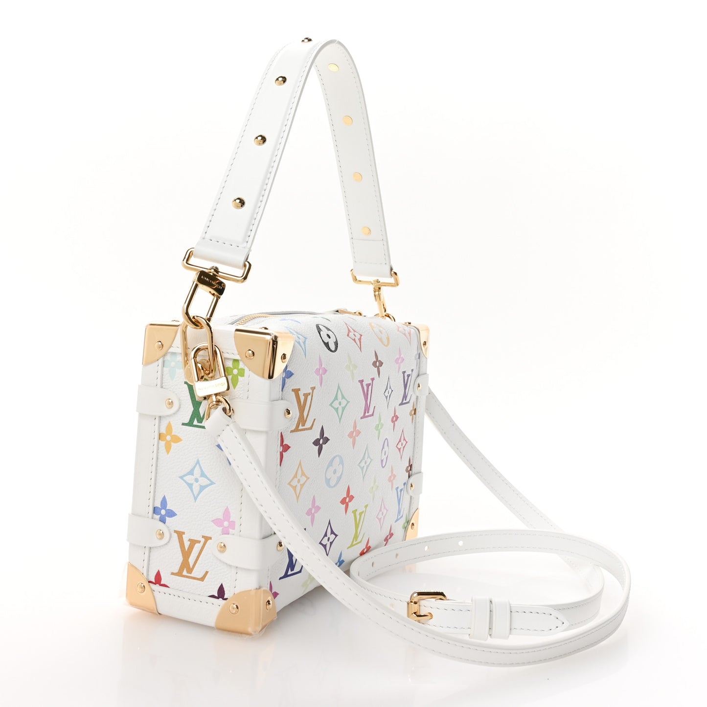 LV x TM Cowhide Monogram Multicolor Side Trunk MM White