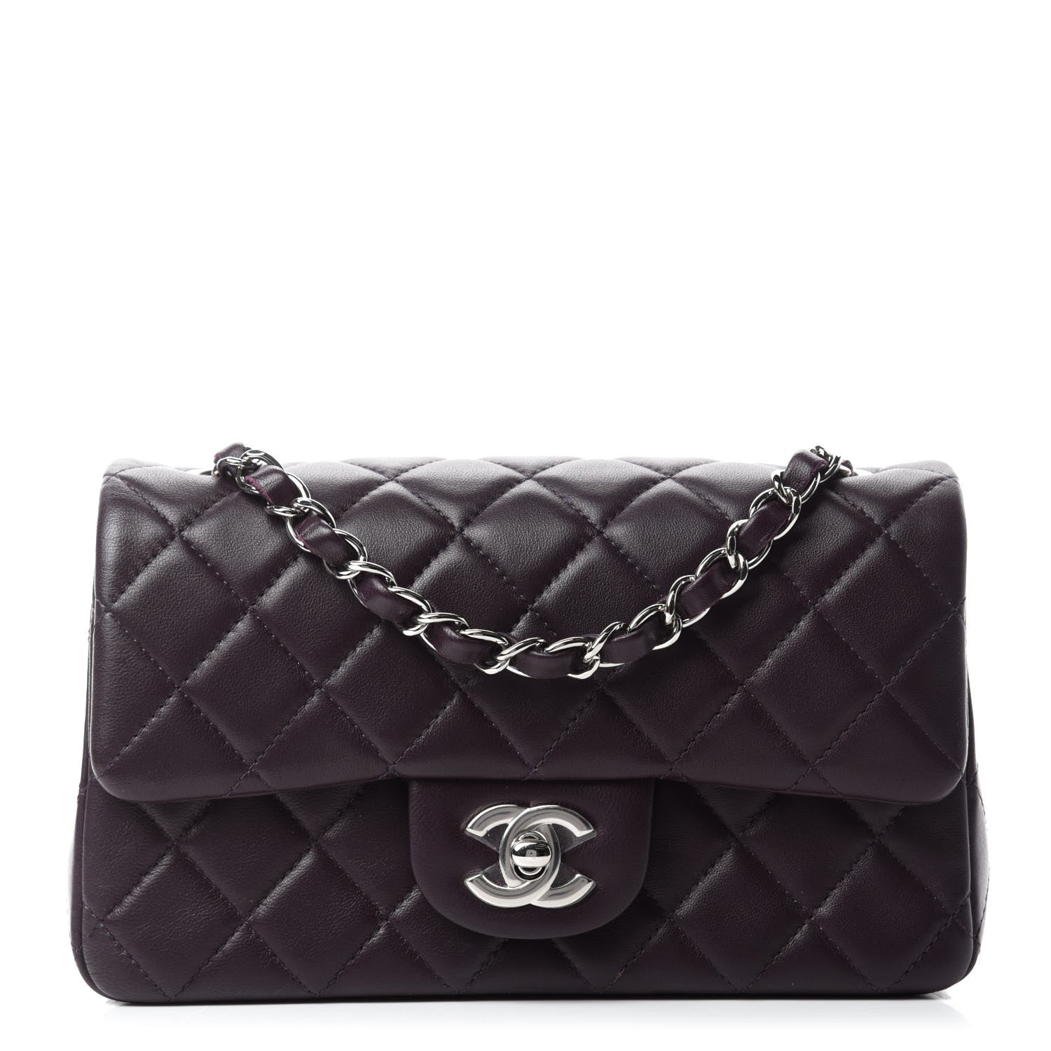 Chanel Lambskin Quilted Mini Rectangular Flap Dark Purple 1 of 11