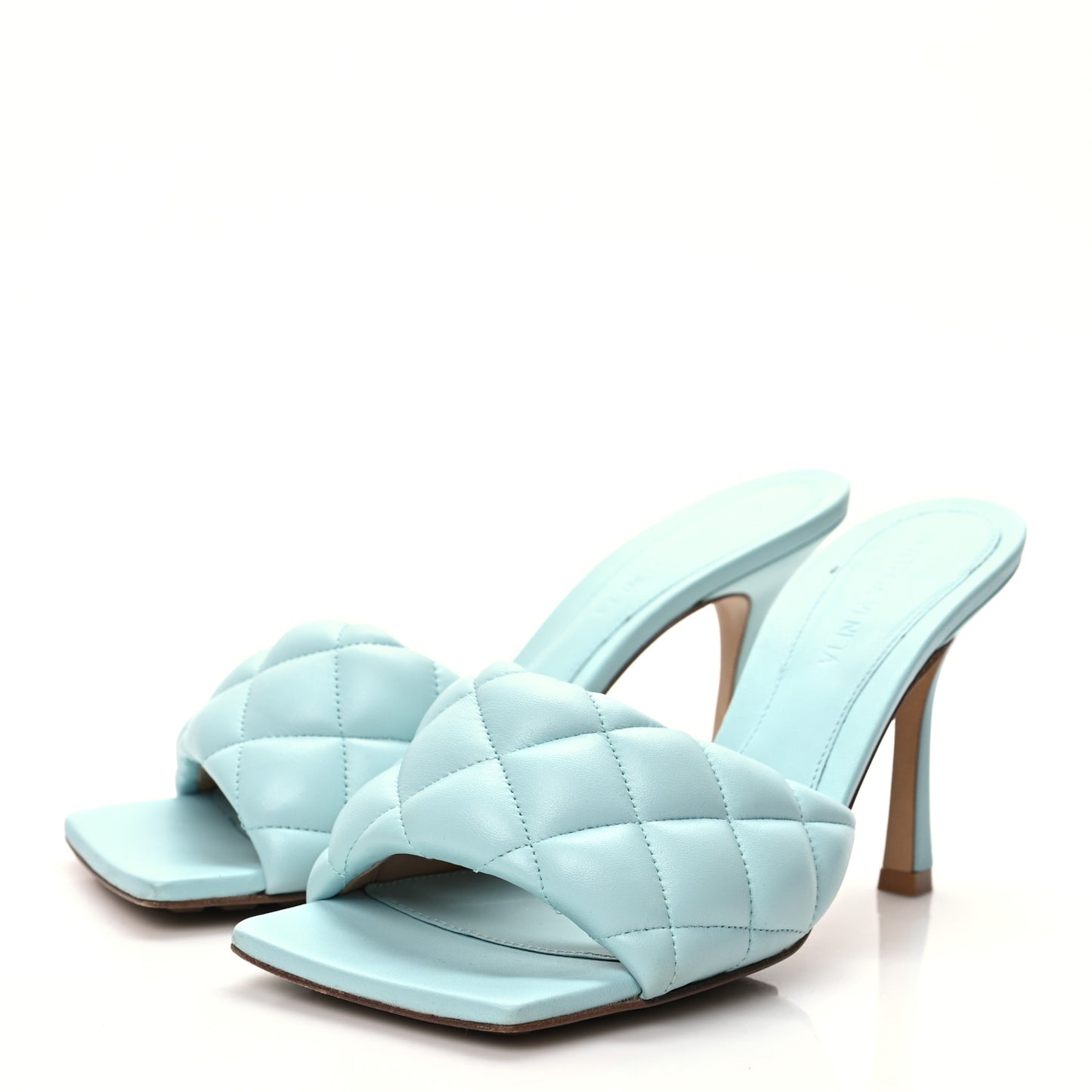 Nappa Matelasse Padded Mule Sandals 37.5 Topazio