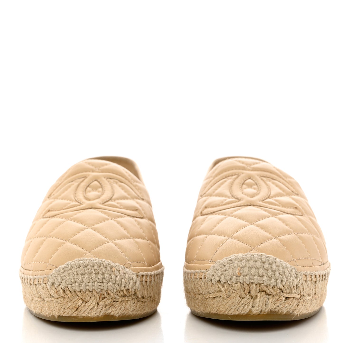 Lambskin Quilted CC Espadrilles 39 Beige