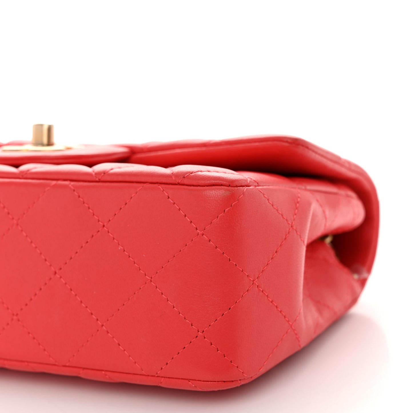 Lambskin Quilted Mini Rectangular Flap Red