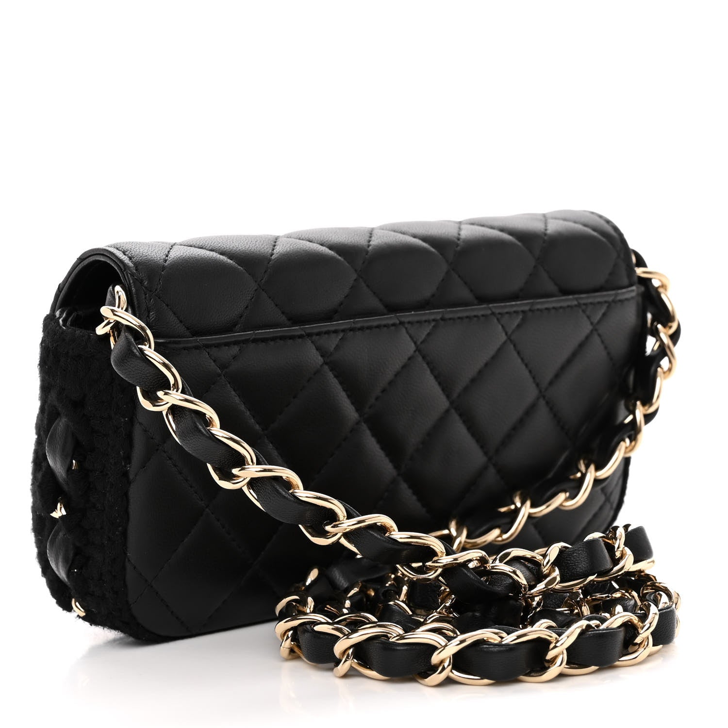 Chanel Lambskin Crochet Quilted Flap Phone Holder Black 3 of 11