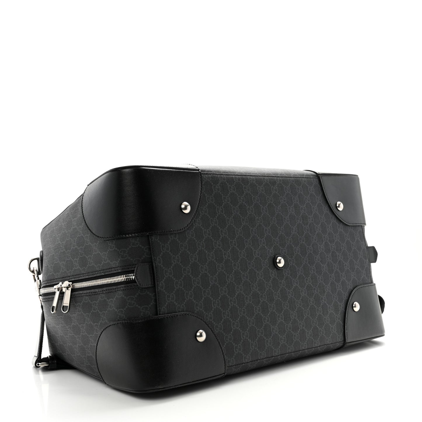 GG Supreme Monogram Azalea Calfskin Retro Interlocking G Large Duffle Bag Black Grey
