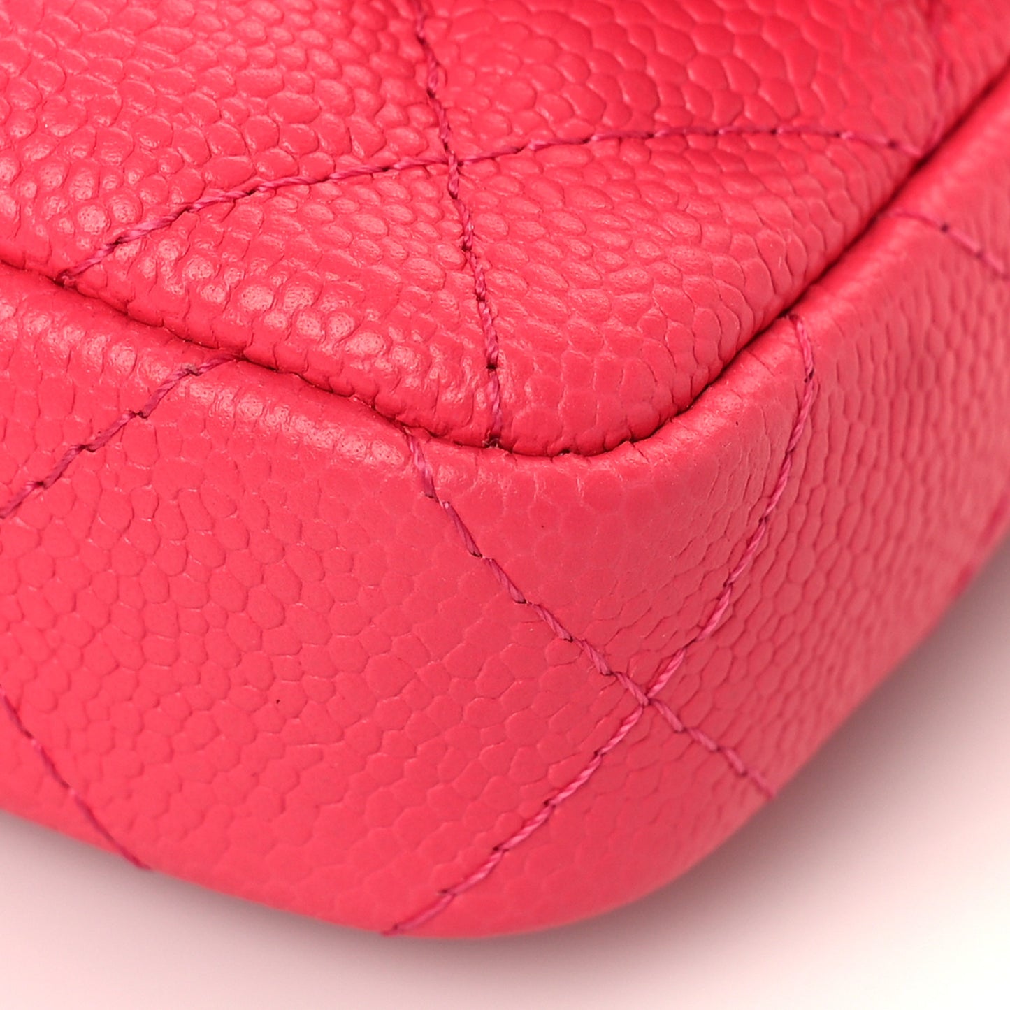 Caviar Quilted Sweetheart Clutch With Chain Dark Pink