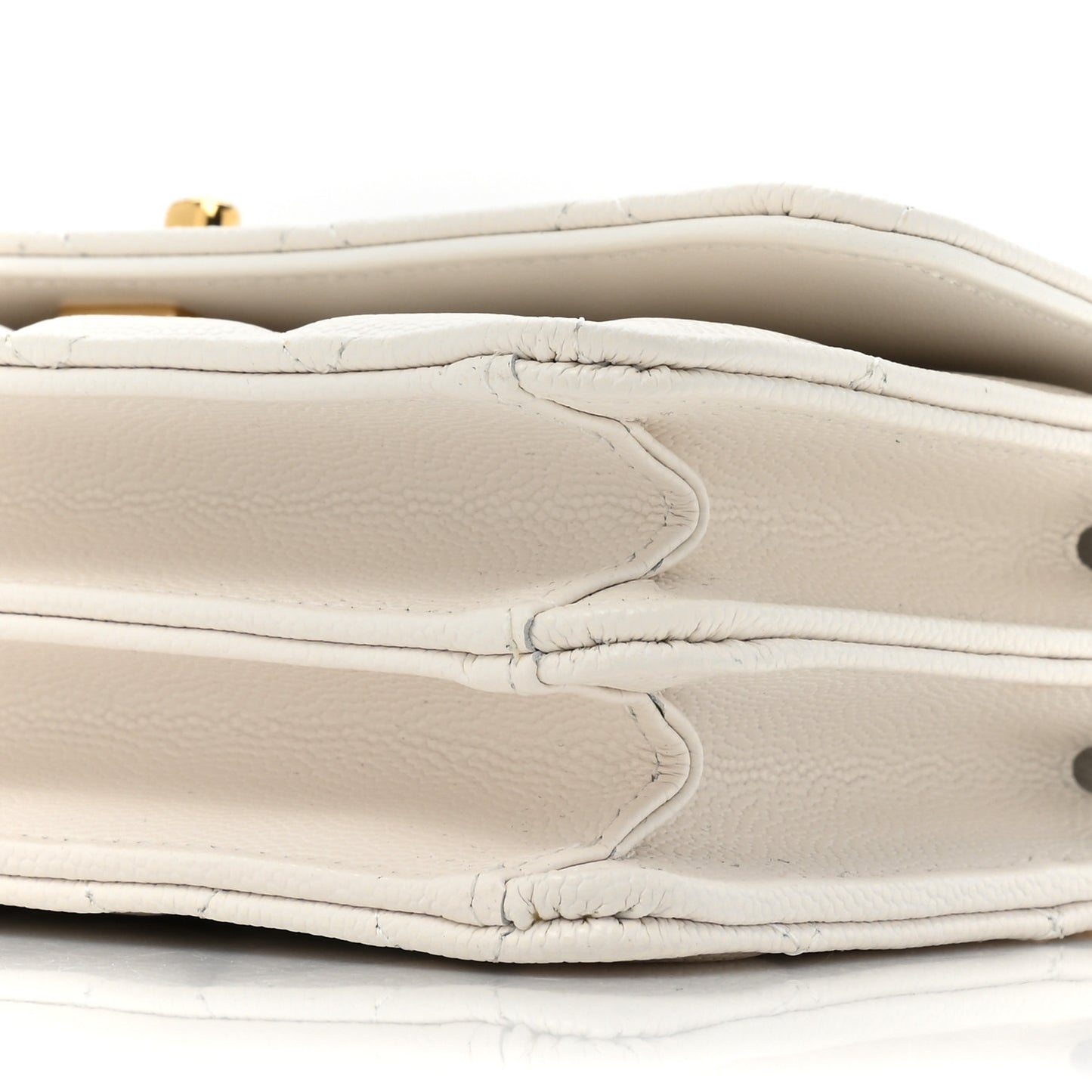 Shiny Caviar Quilted Flap Charm Wallet On Chain WOC White