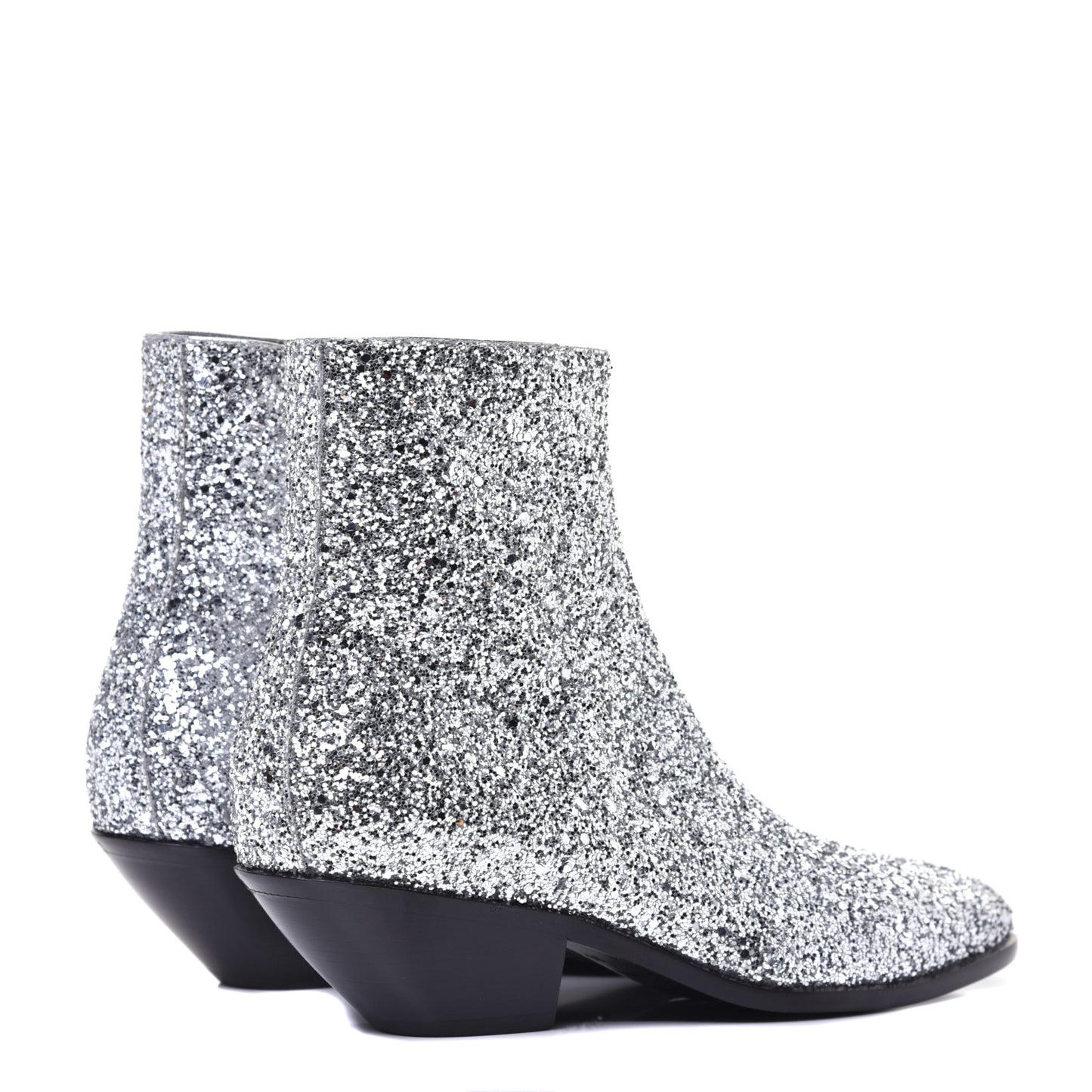 Glitter Calfskin West 45 Boots 36 Silver
