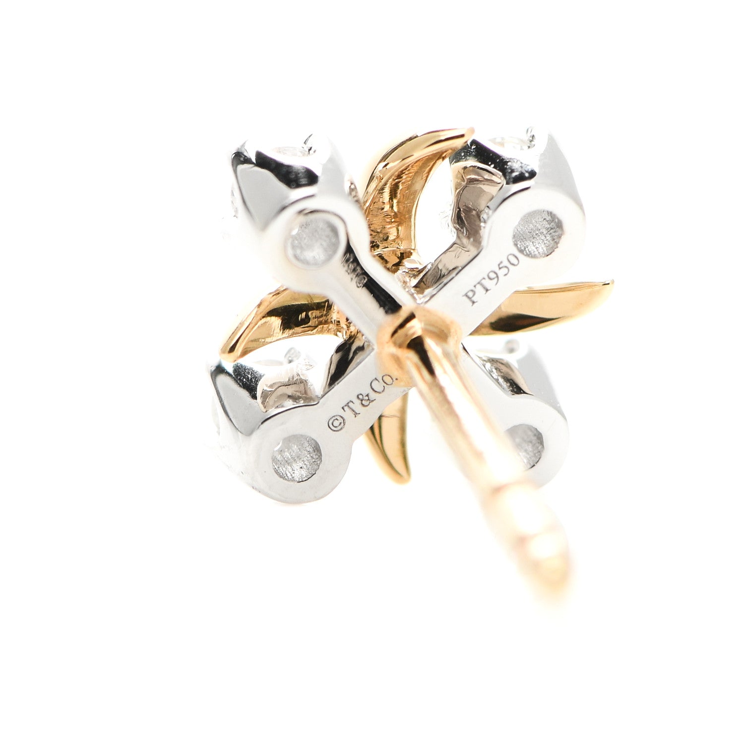 Tiffany Platinum 18K Yellow Gold Diamond Schlumberger Lynn Earrings 4 of 5