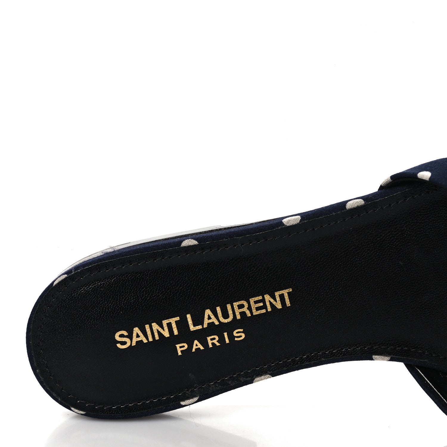 Saint Laurent Canvas Polka Dot Bianca Slide Sandals 36 Blue 7 of 9