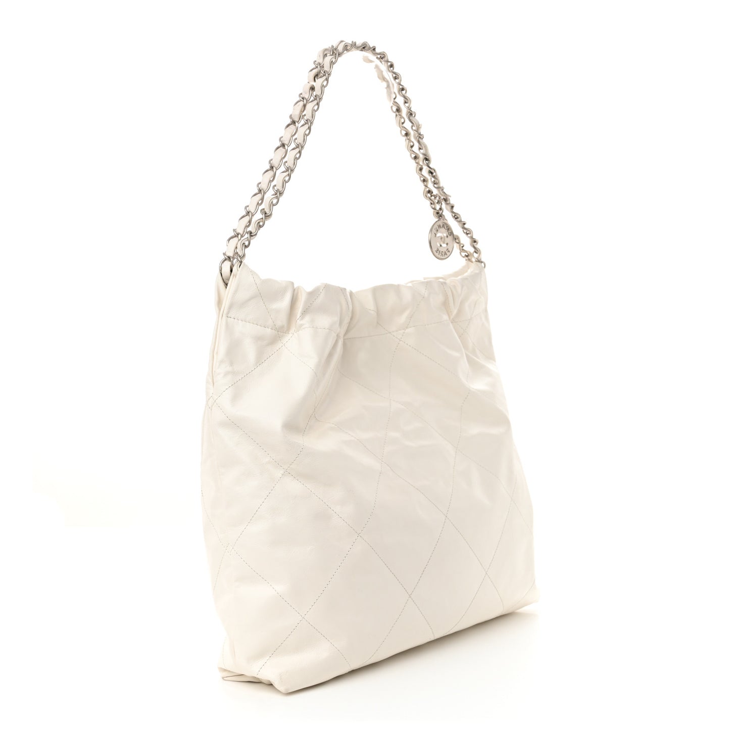 Shiny Calfskin Quilted Small Chanel 22 White