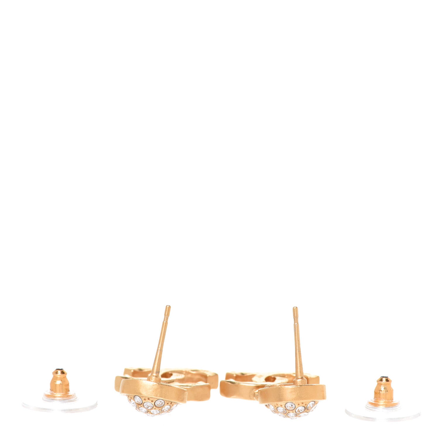 Chanel Crystal CC Drop Earrings Gold 3 of 5