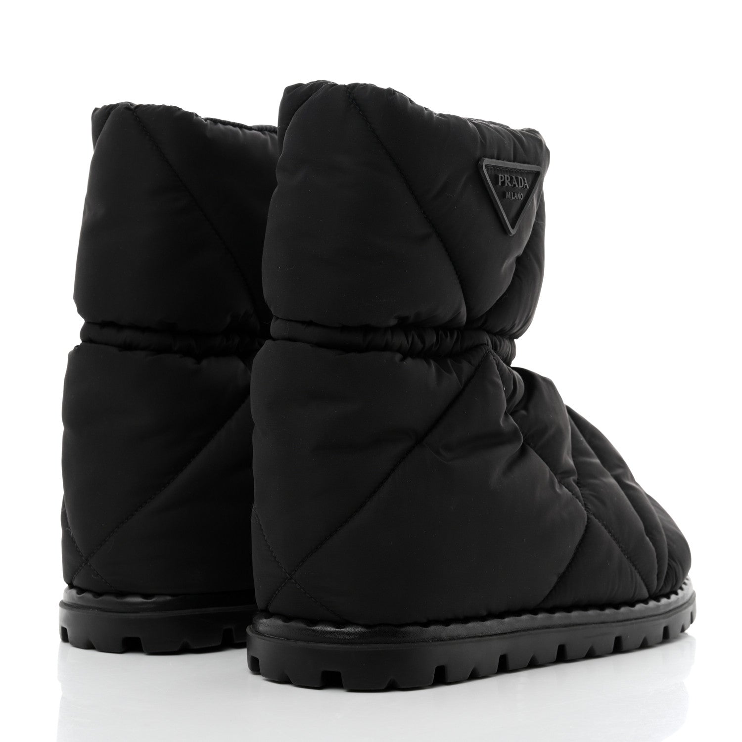 Prada Re-Nylon Piuma Triangle Logo Padded Drawcord Mens Snow Boots 10 Black 4 of 9