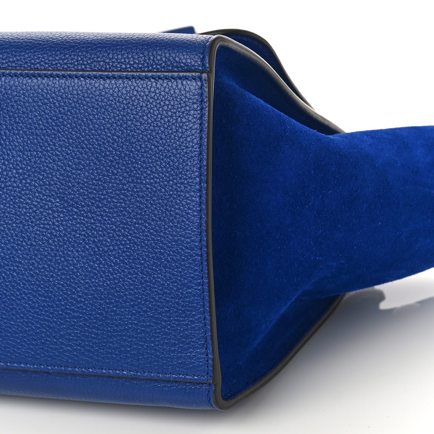 Drummed Calfskin Suede Small Trapeze Indigo