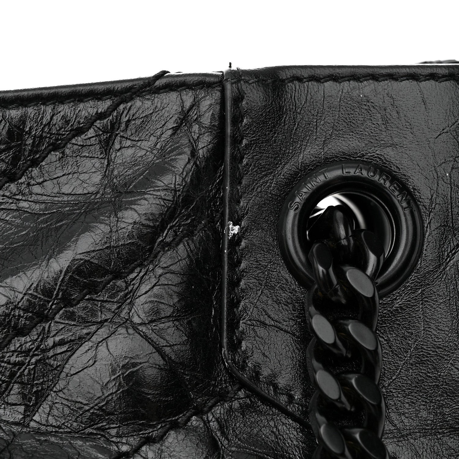 Saint Laurent Crinkled Calfskin Matelasse Monogram Medium Niki Shopper Tote Black 14 of 14
