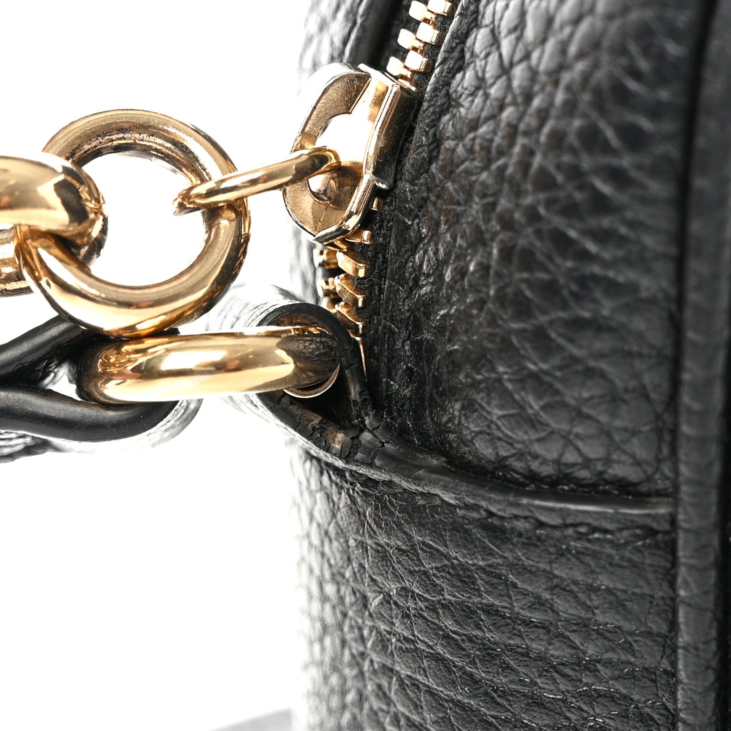 Pebbled Calfskin Small Soho Disco Bag Black