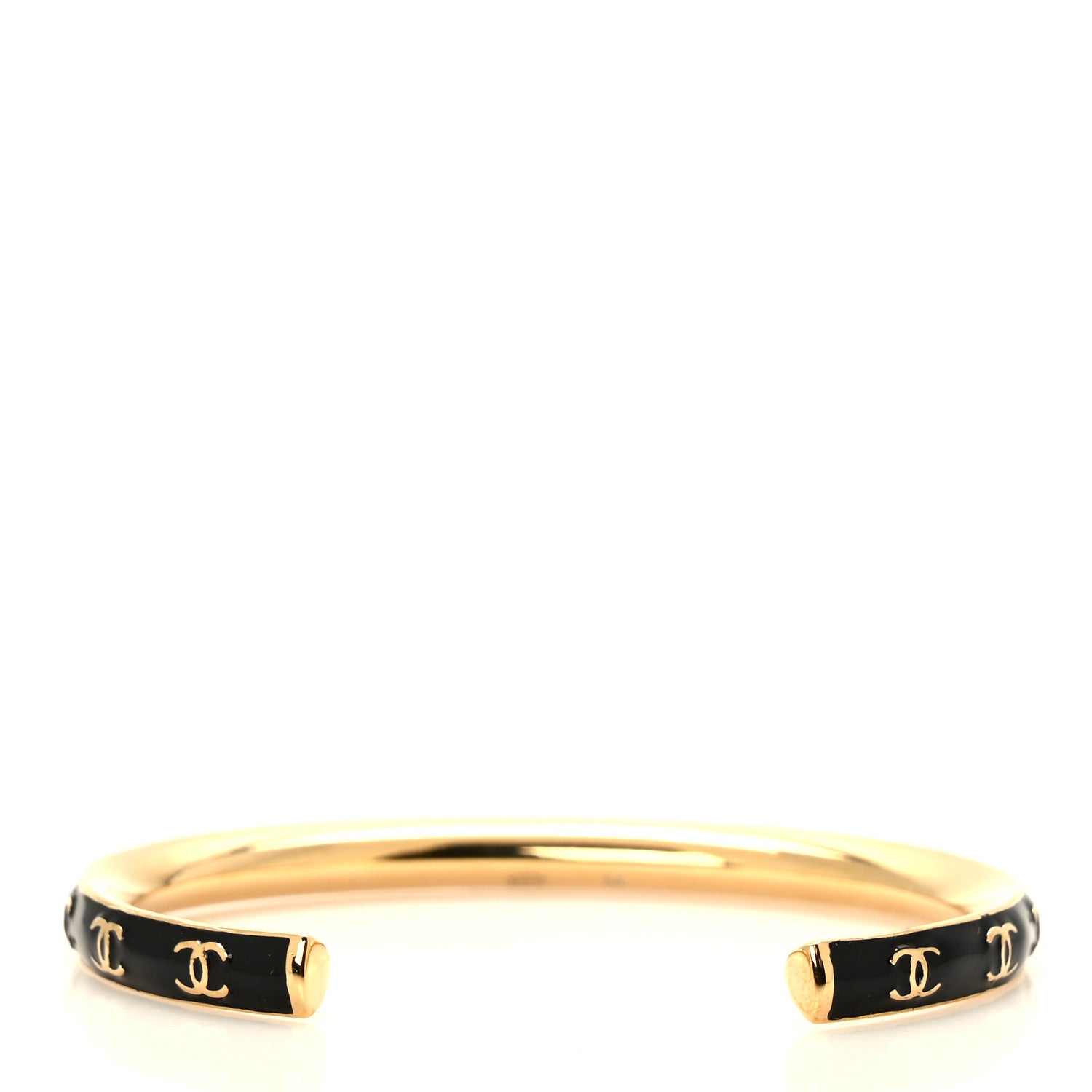 Chanel Enamel CC Bangle M Black Gold 2 of 4