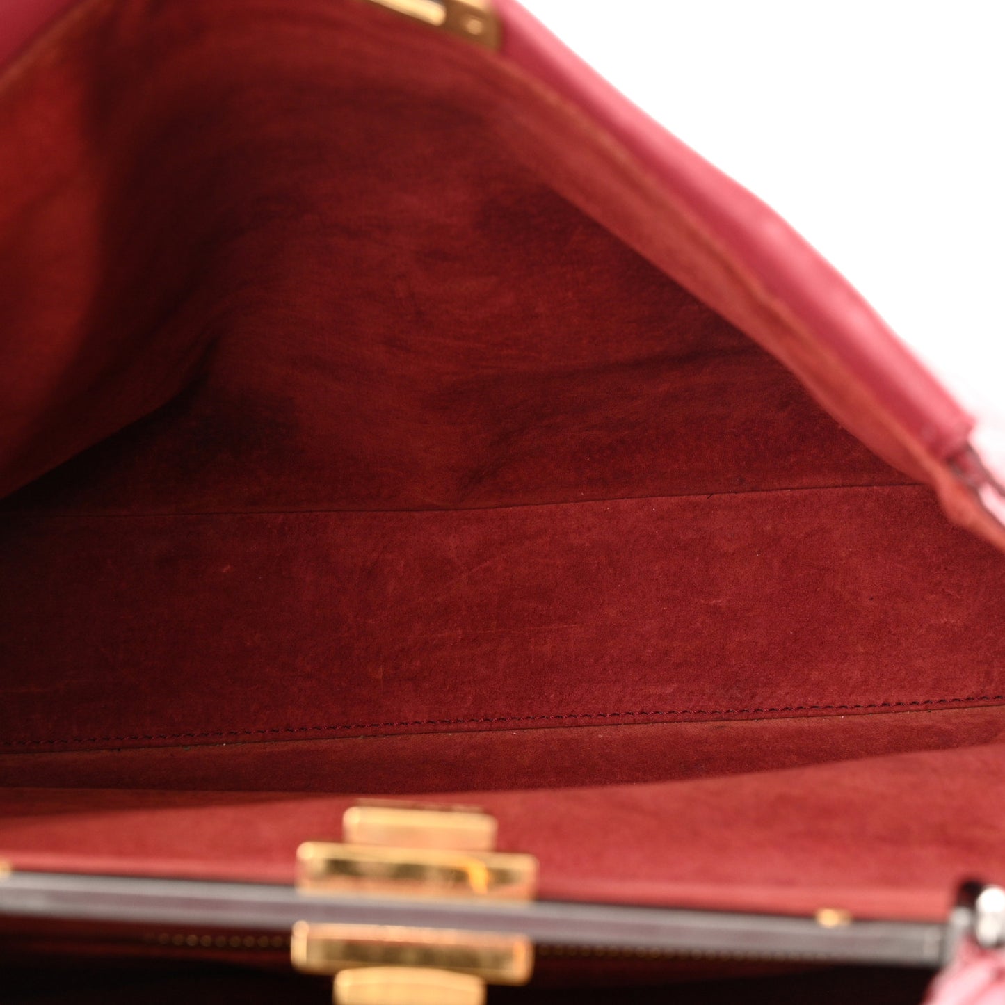 Vitello Suede Large Peekaboo Iconic Satchel Rubino Peonia