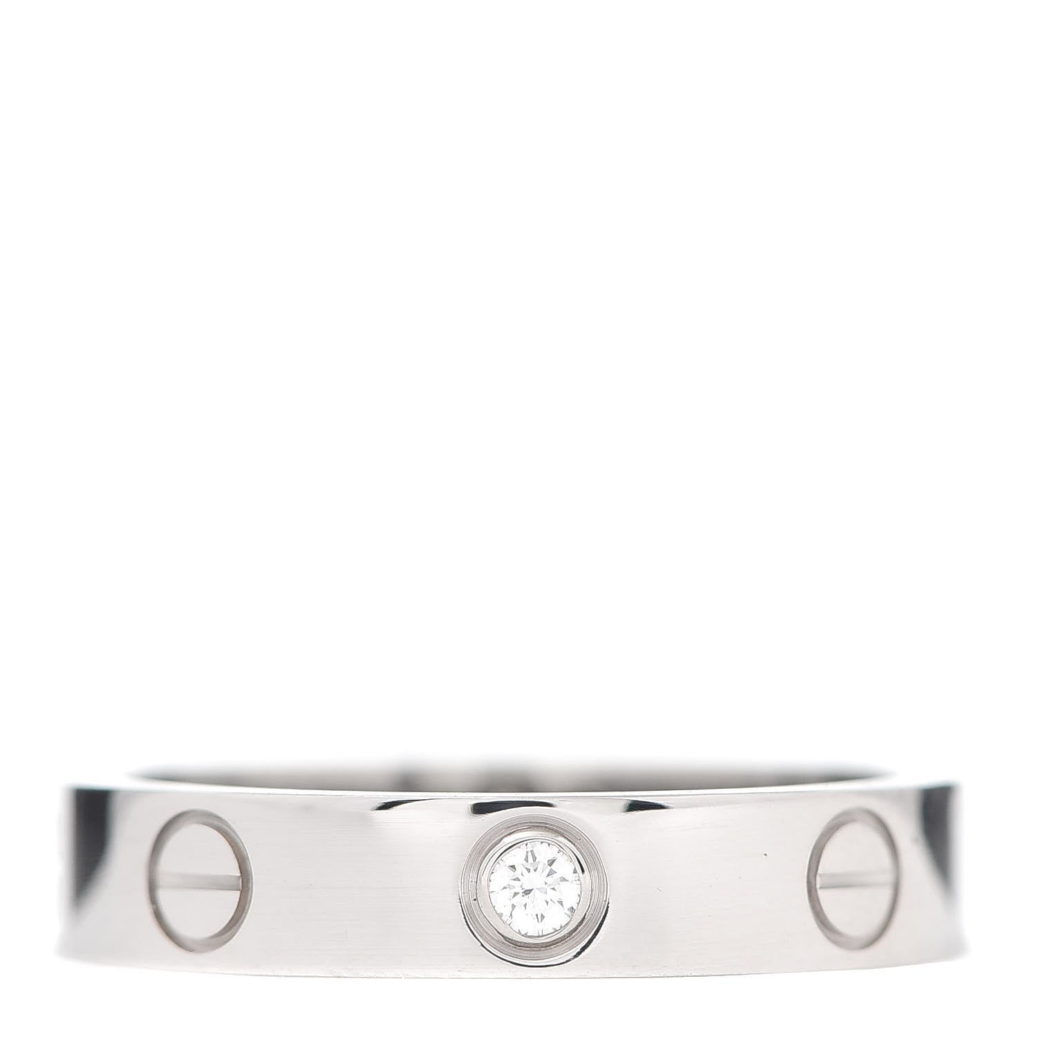 Cartier 18K White Gold Diamond 4mm LOVE Wedding Band Ring 51 5.75 1 of 4