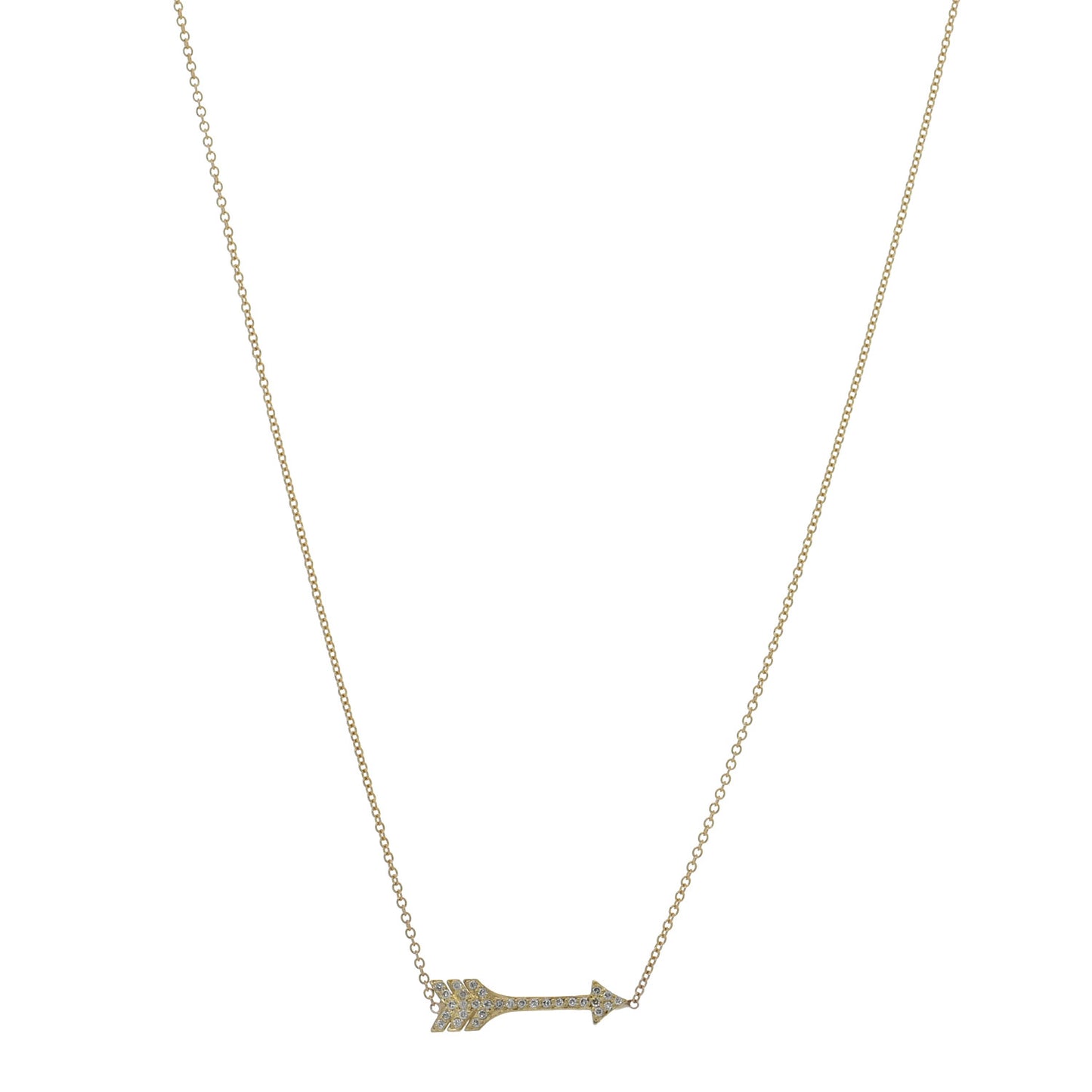 18K Yellow Gold Diamond Arrow Necklace