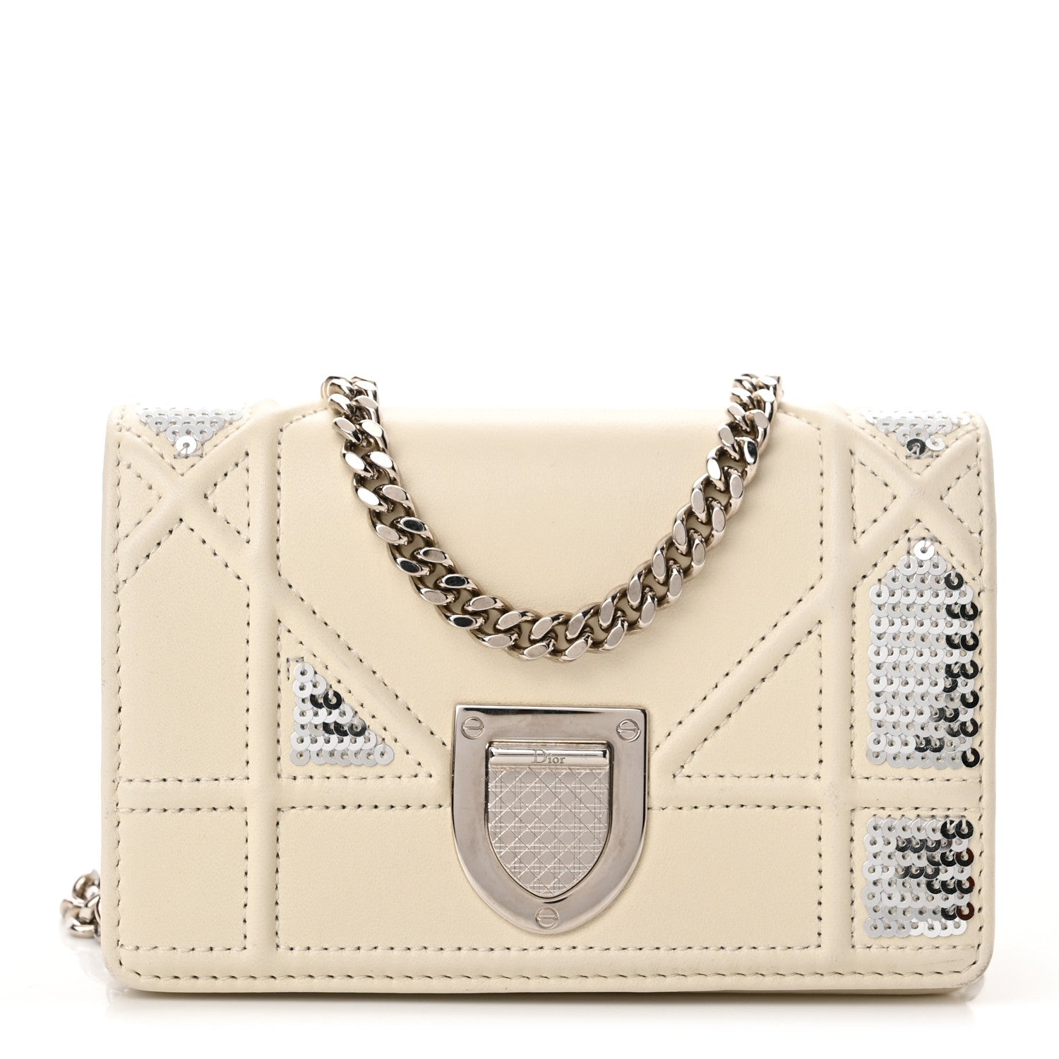 Christian Dior Lambskin Sequin Micro Diorama Flap Bag White 1 of 9