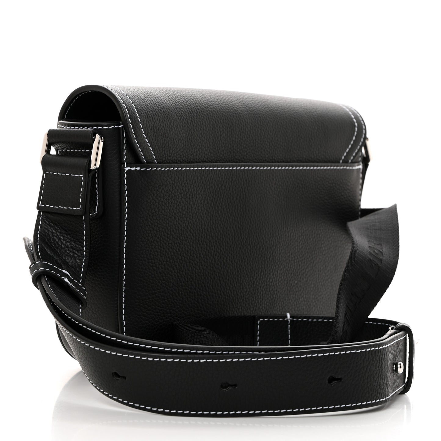 Grained Calfskin Small Saddle Messenger Bag Black