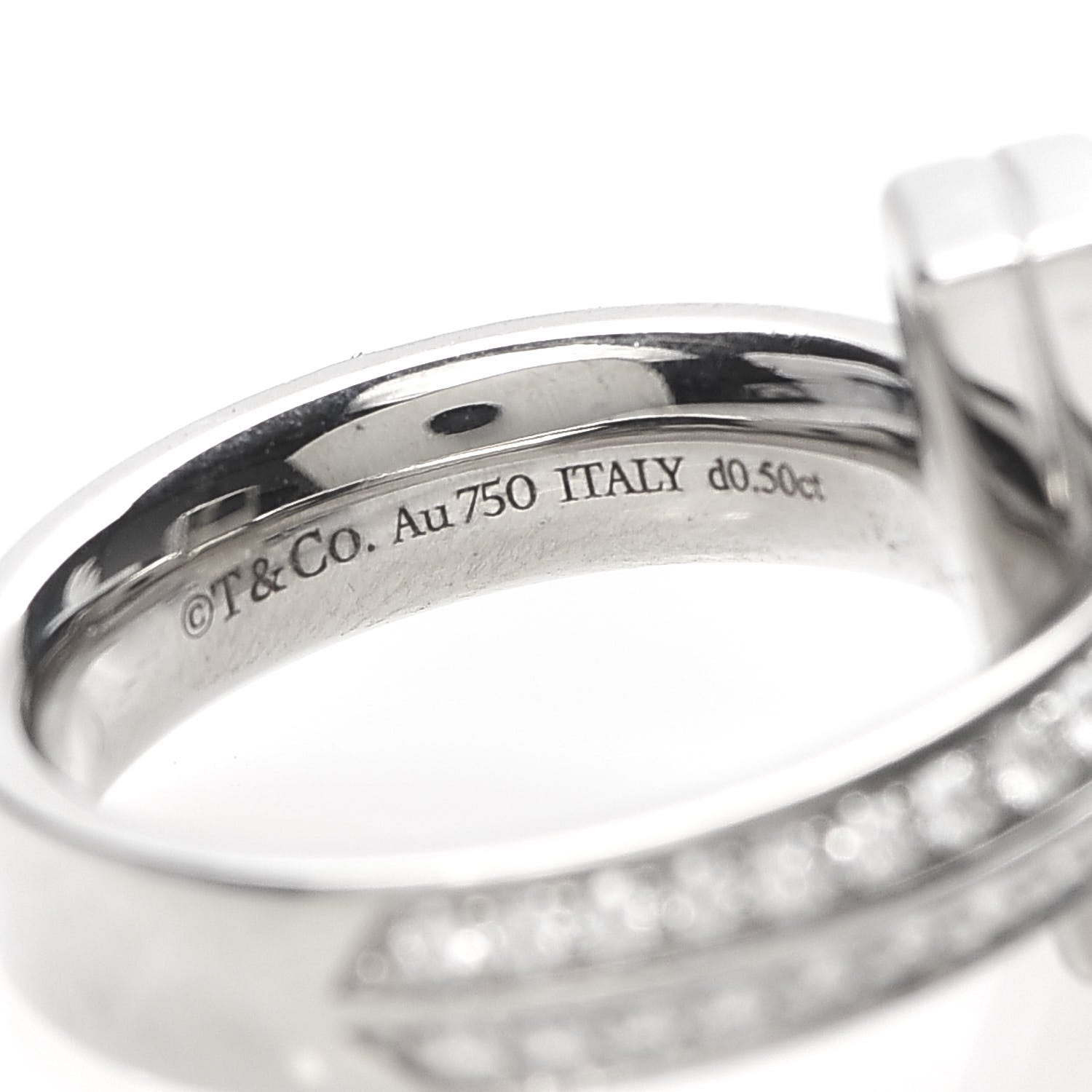 Tiffany 18K White Gold Diamond T T1 Wide Ring 46 3.75 6 of 7