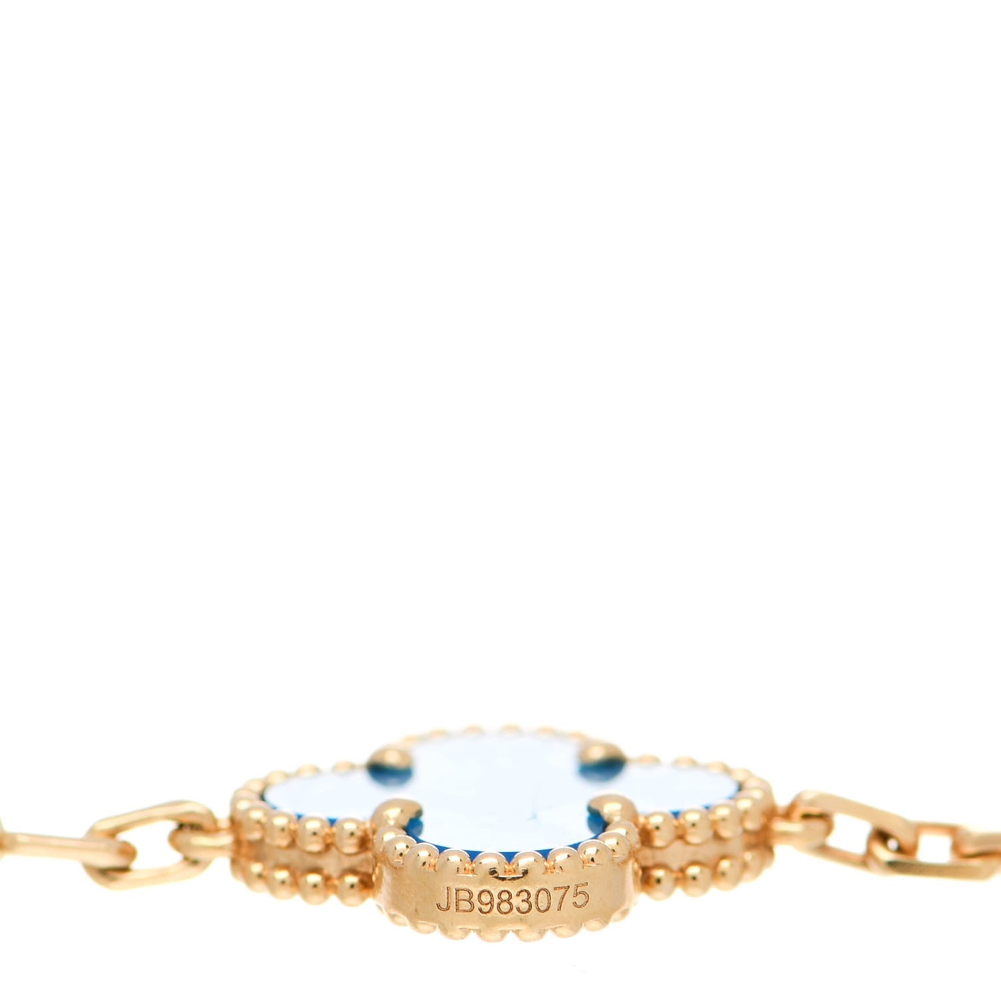 18K Yellow Gold Blue Agate 5 Motifs Vintage Alhambra Bracelet