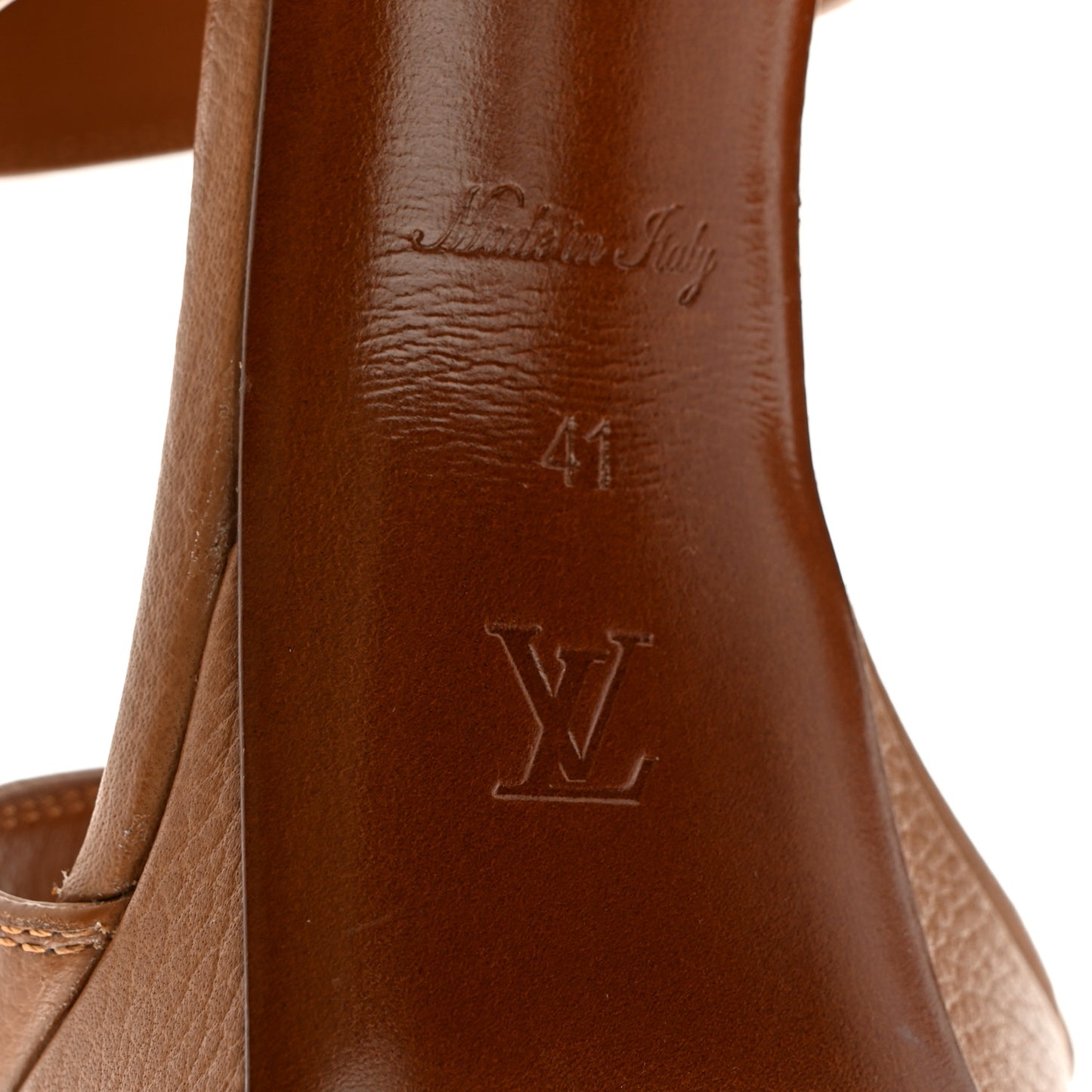 Grained Calfskin Horizon Platform Sandals 41 Cognac