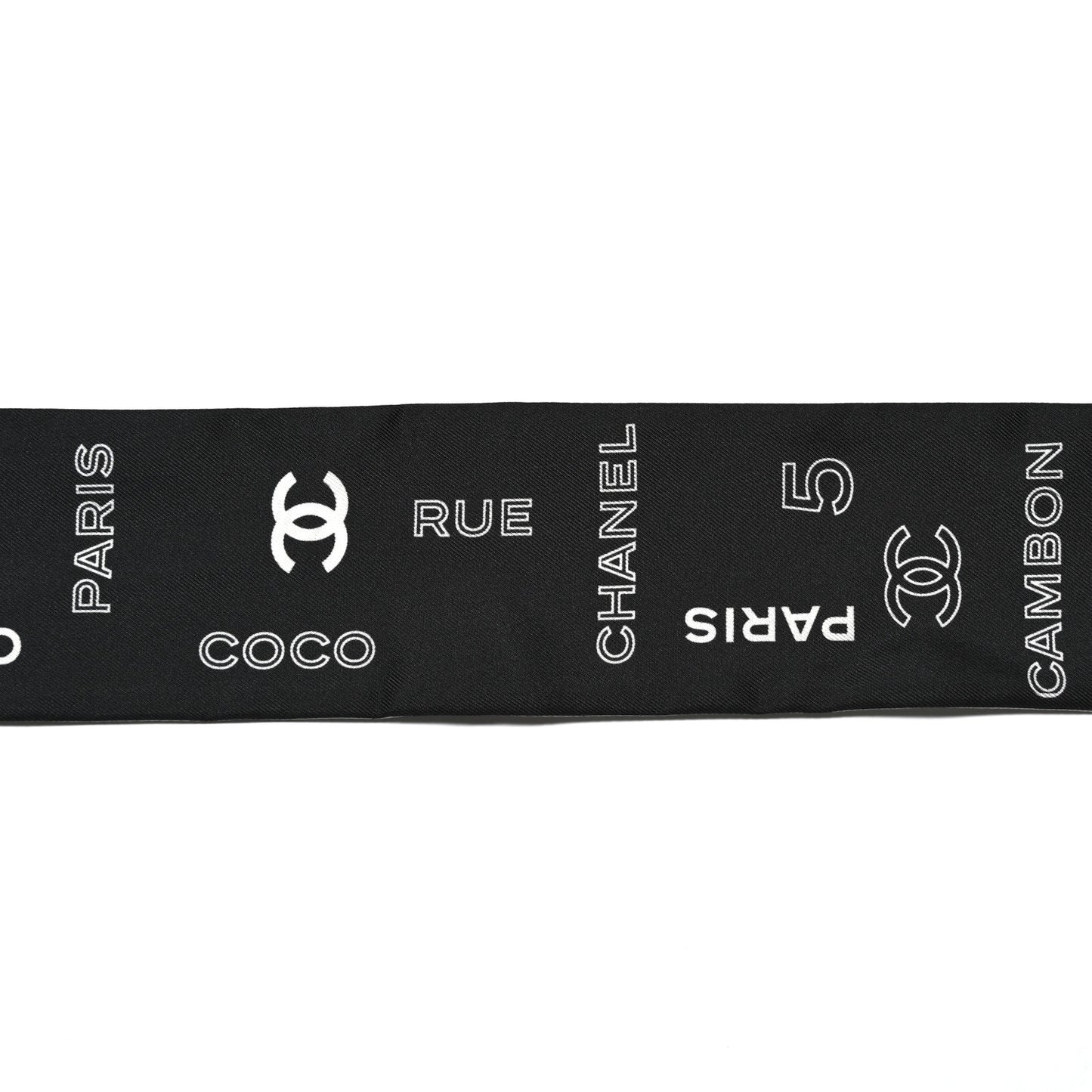 Silk CC Slim Bandeau Scarf Black