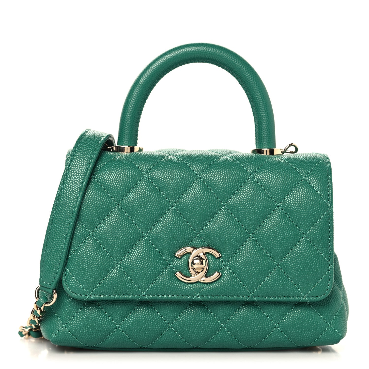 CHANEL ココハンドル ミニフラップバッグ キャビアスキン　グリーン Chanel Caviar Quilted Extra Mini Coco Handle Flap Green 1812683