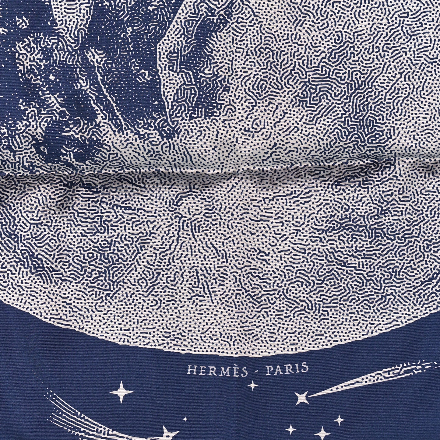 Silk Clair De Lune Double Face Scarf 90 Marine White Beige