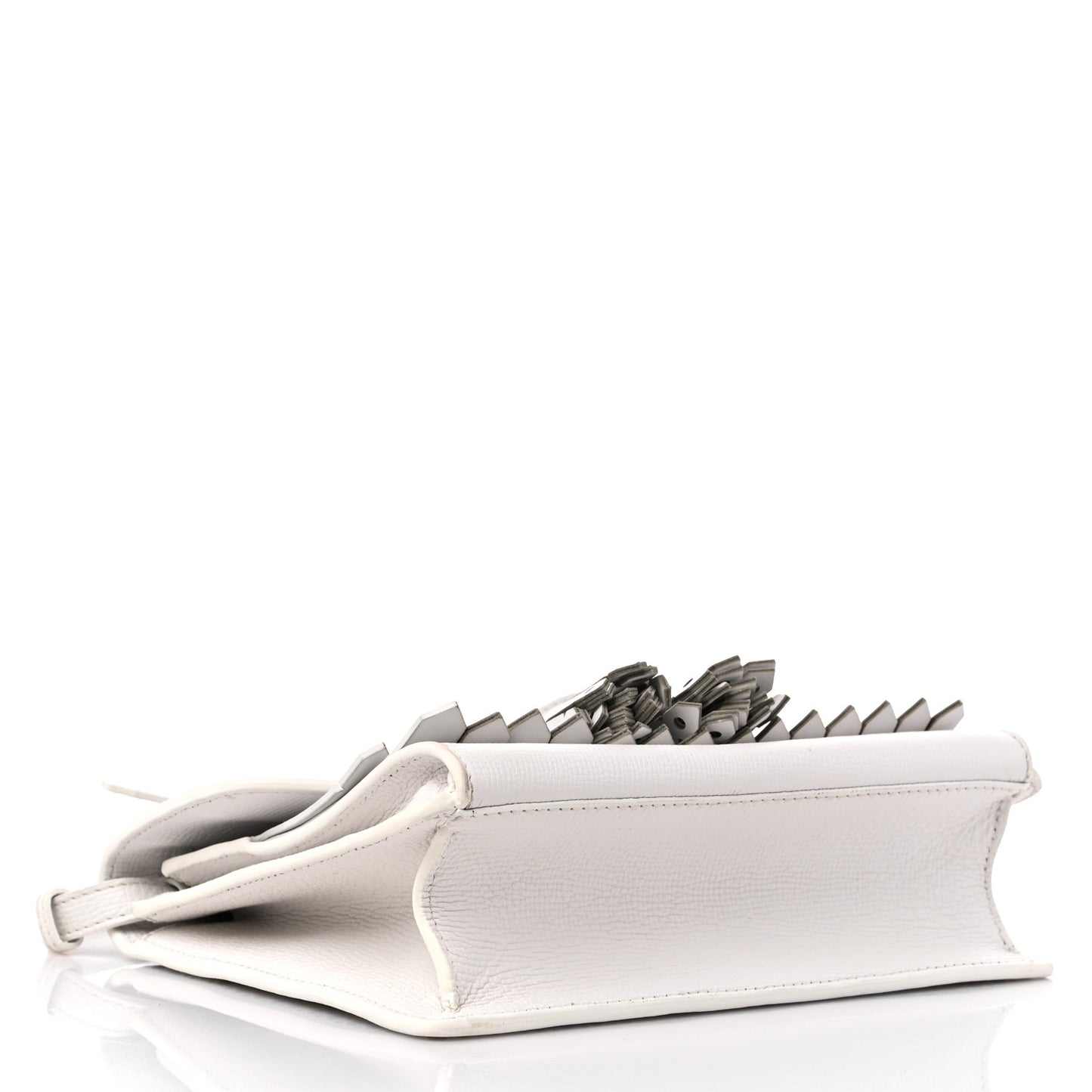 Grainy Calfskin Broguing Tassel Small Macken Crossbody Bag Chalk White