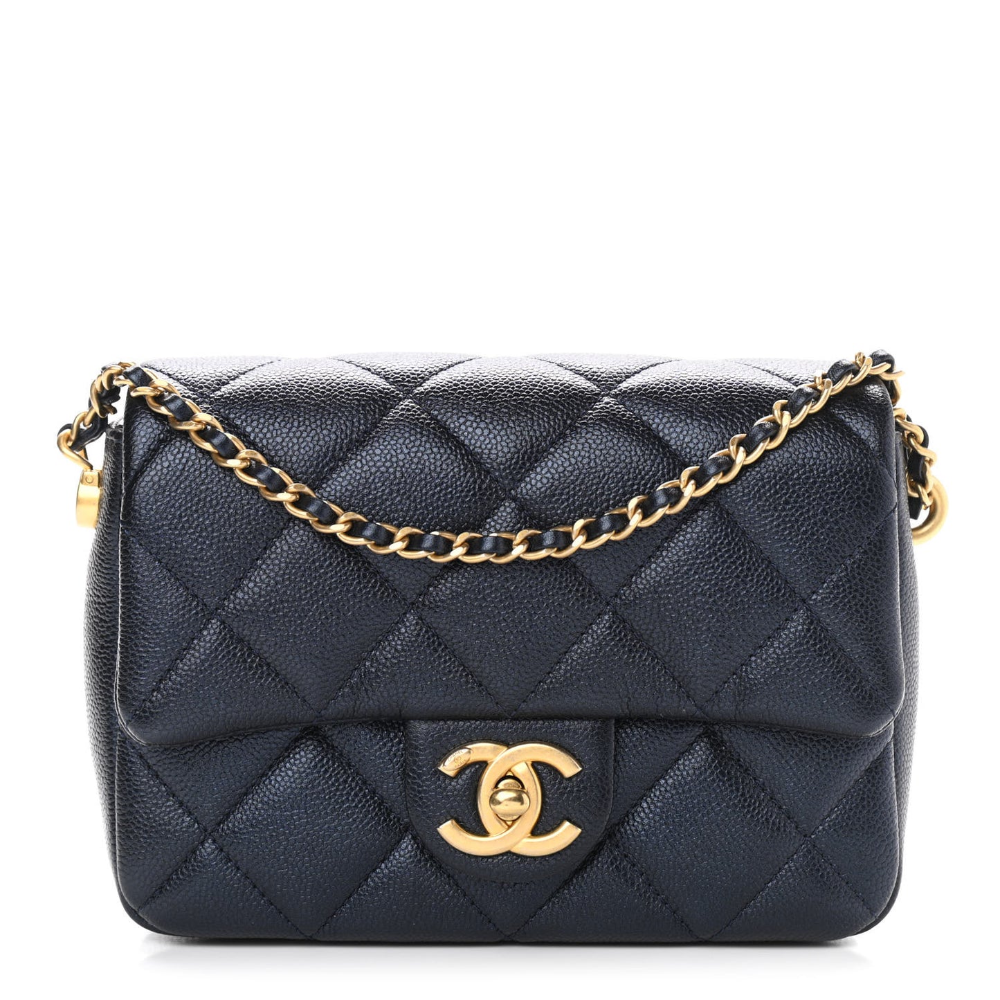 Iridescent Caviar Quilted Mini My Perfect Flap Black