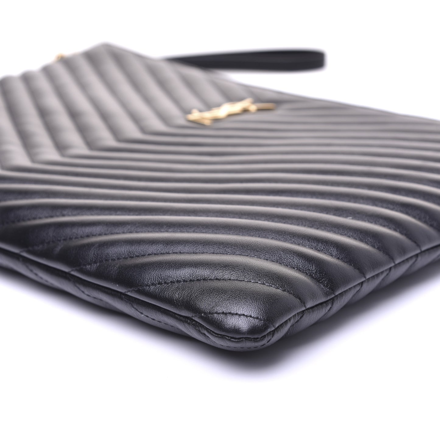 Calfskin Matelasse Chevron Monogram Document Holder Black